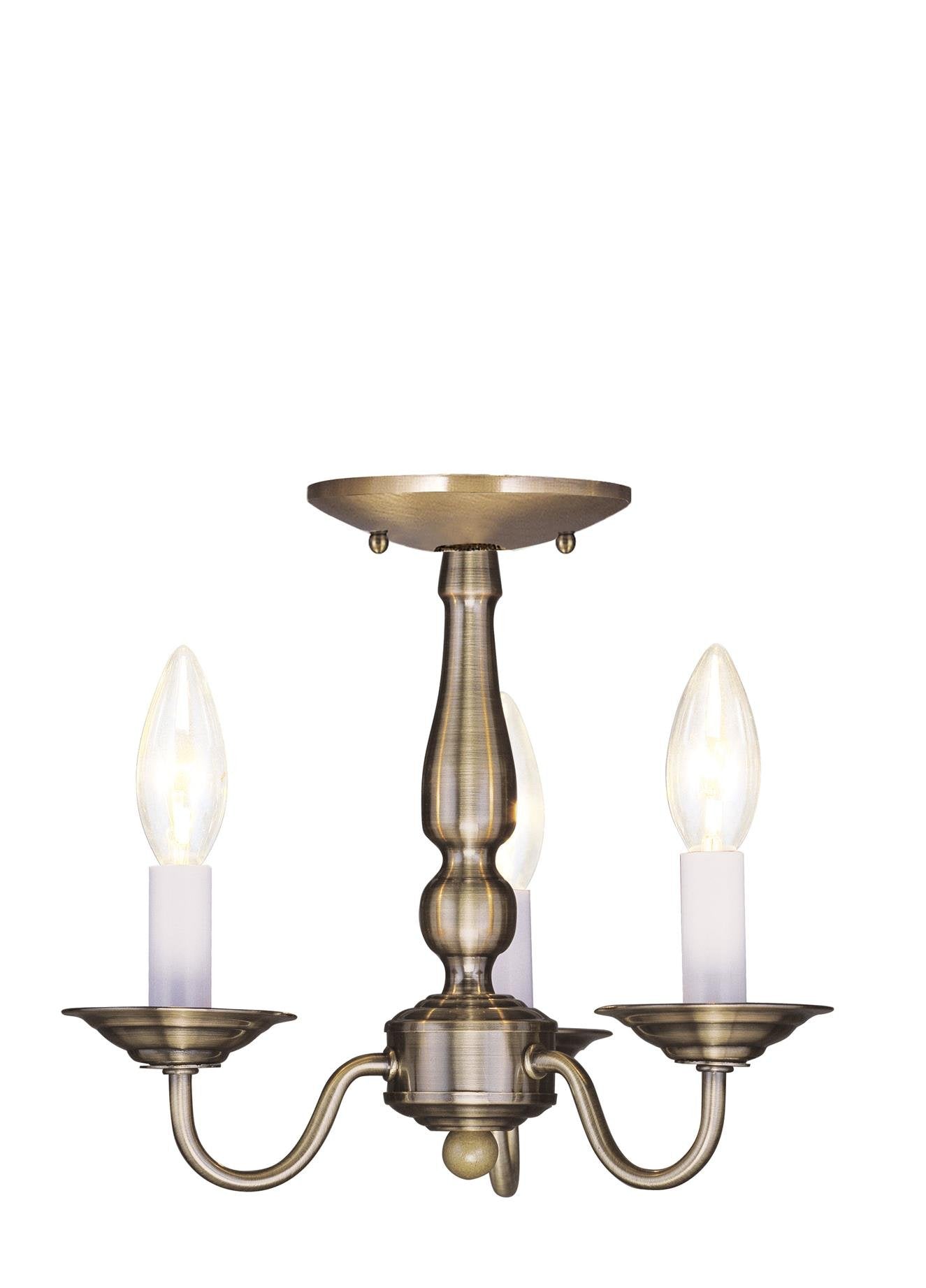 Livex 5009-01 Williamsburg 3-Light Hanging Lantern, Alloy Steel, 11inL x 11inW x 11.75inH, Antique Brass Finish