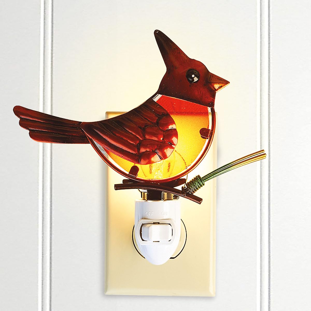 Current Christmas Cardinal Decorative Nightlight - 5 3/8'' Stained Glass Plug In Light, Christmas, Easter, & Holiday Decorations