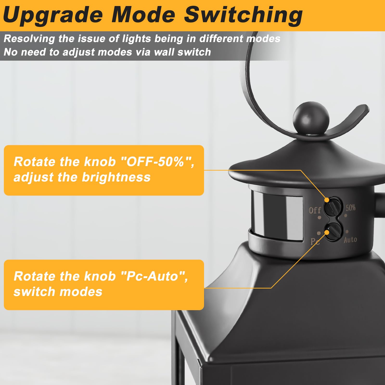 Yolsunes Motion Sensor Outdoor Wall Lights, Black, 2 Pack, Waterproof, 16" Modern Porch Lanterns with Dusk to Dawn Feature