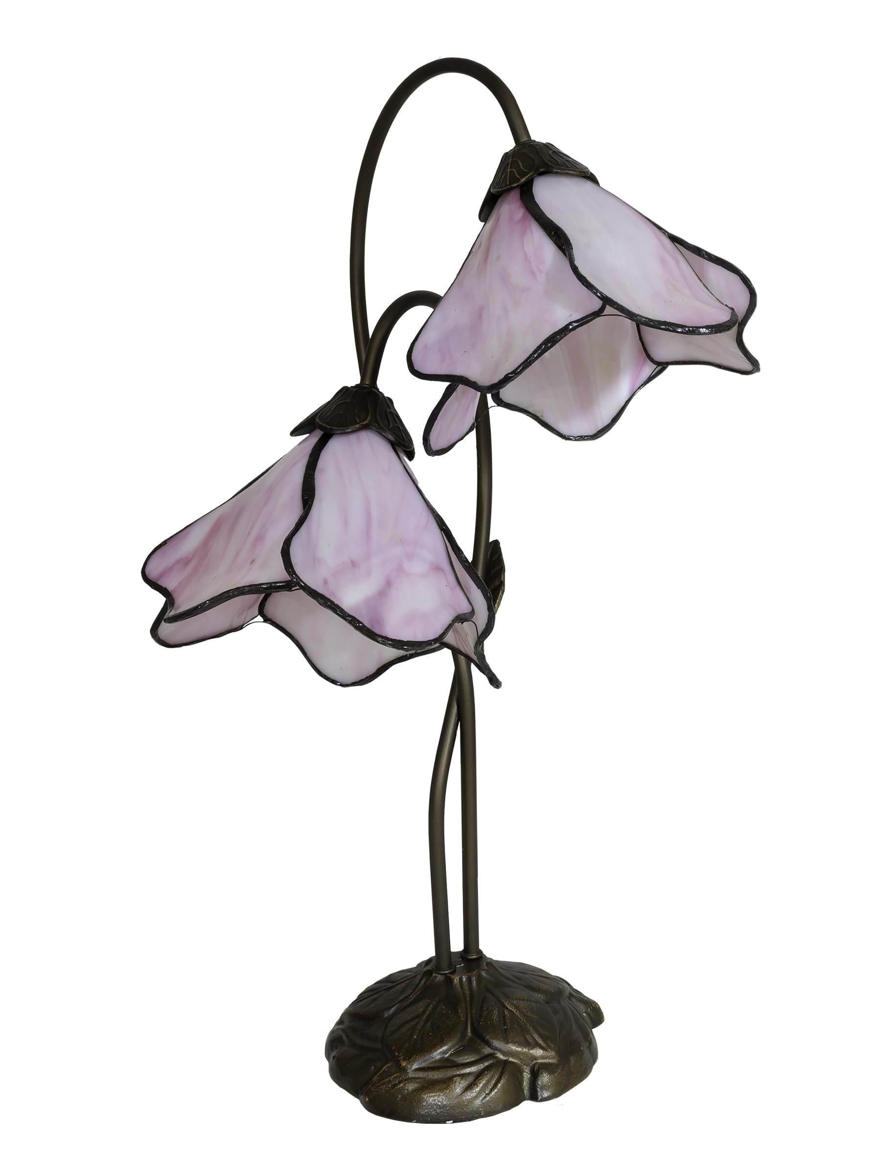 Dale Tiffany TT12146 Poelking 2-Light Pink Lily Table Lamp, 12 x 12 x 21, Bronze