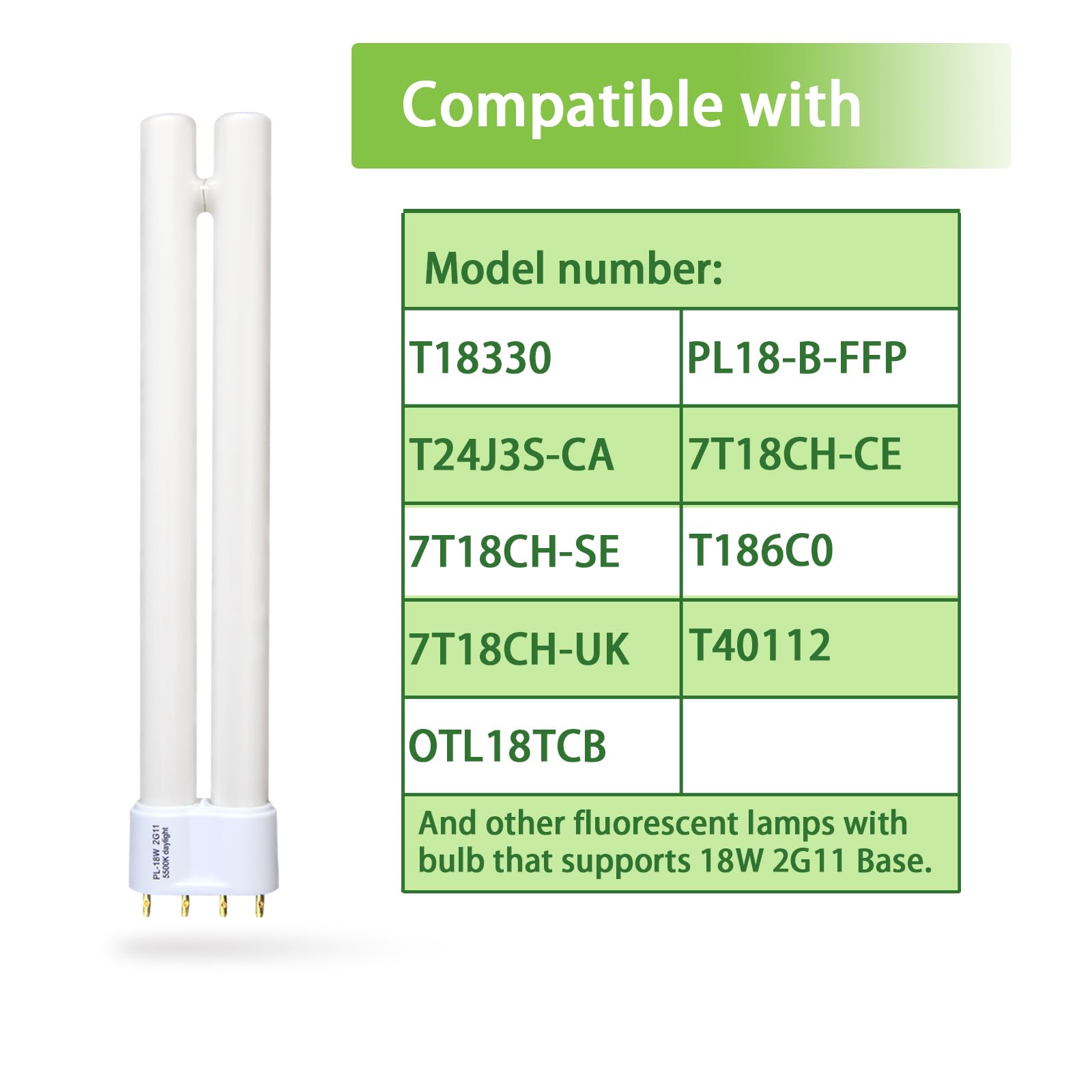 Dameiol 18W Fluorescent Light Bulb Replacement for OttLite, 5500K Bright Natural Daylight, 2G11 Base, 2-Pack, White
