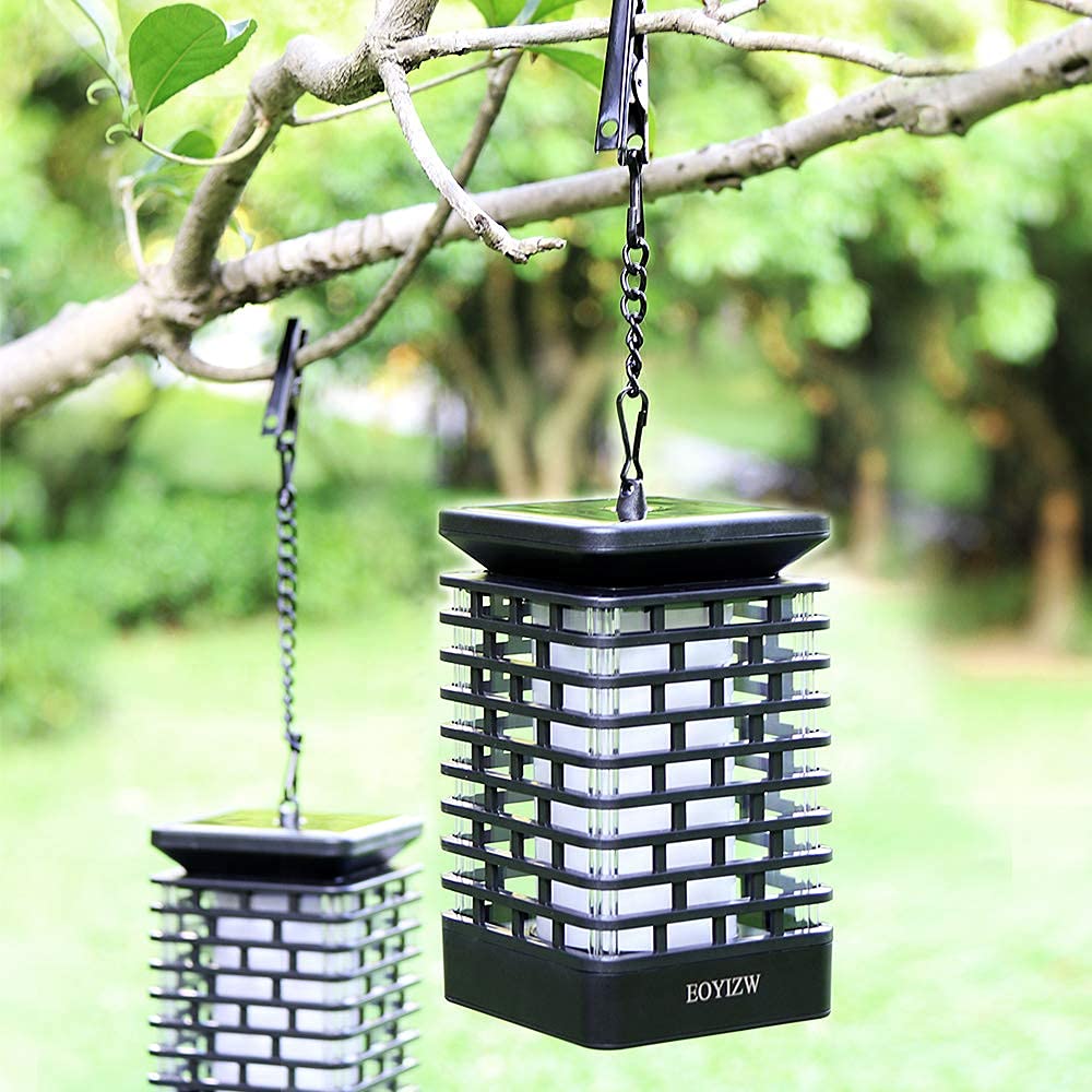 EOYIZW Solar Lanterns - 99 LEDs, IP65 Waterproof, Purple Flame, 2 Pack, Garden Lights Decor for Halloween, Yard, Porch, Patio
