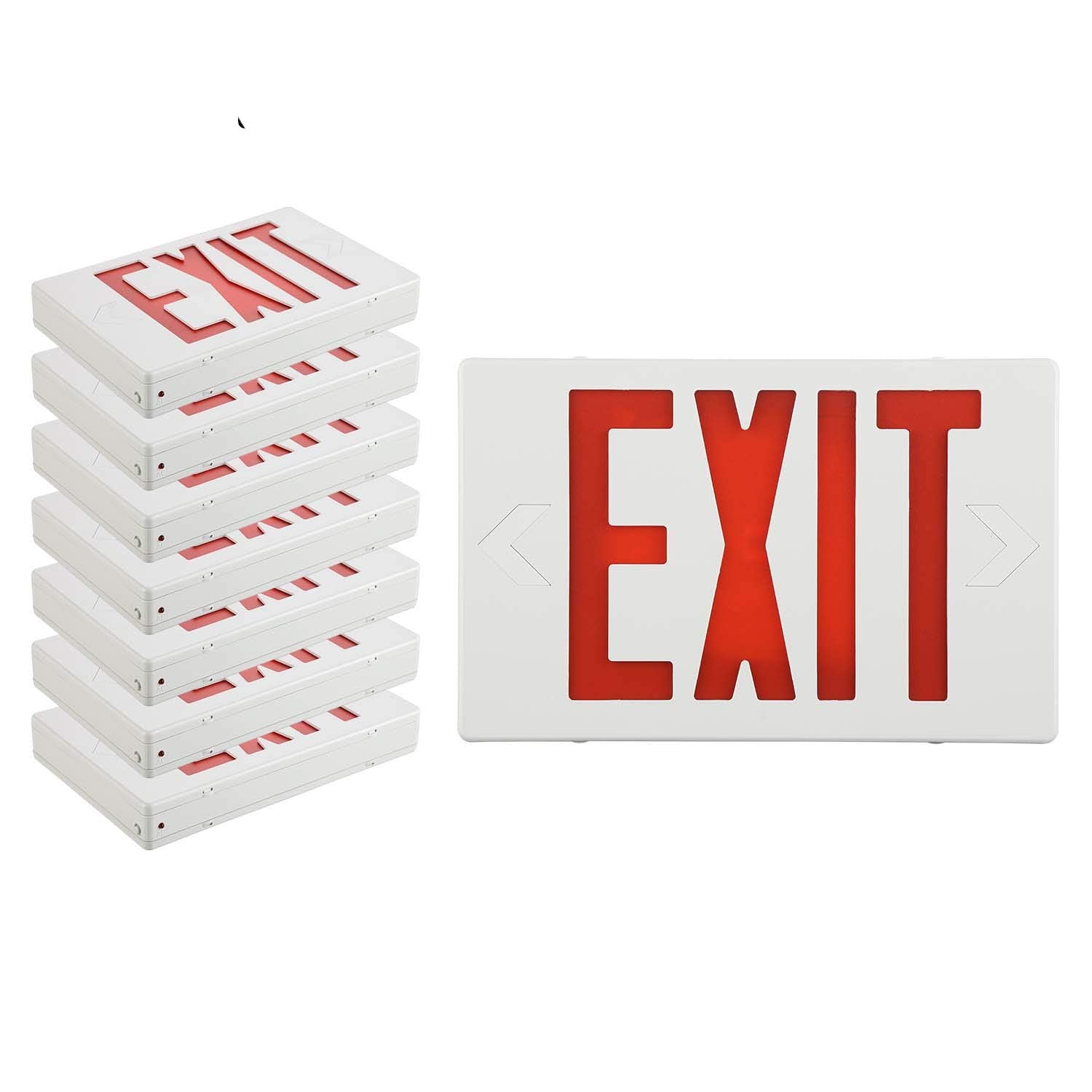 Exitlux 4 Pack Ul Listed Red Led Exit Sign - Double Face 120-277Vac Fire Exit Signs With Emergency Lights & Battery Backup
