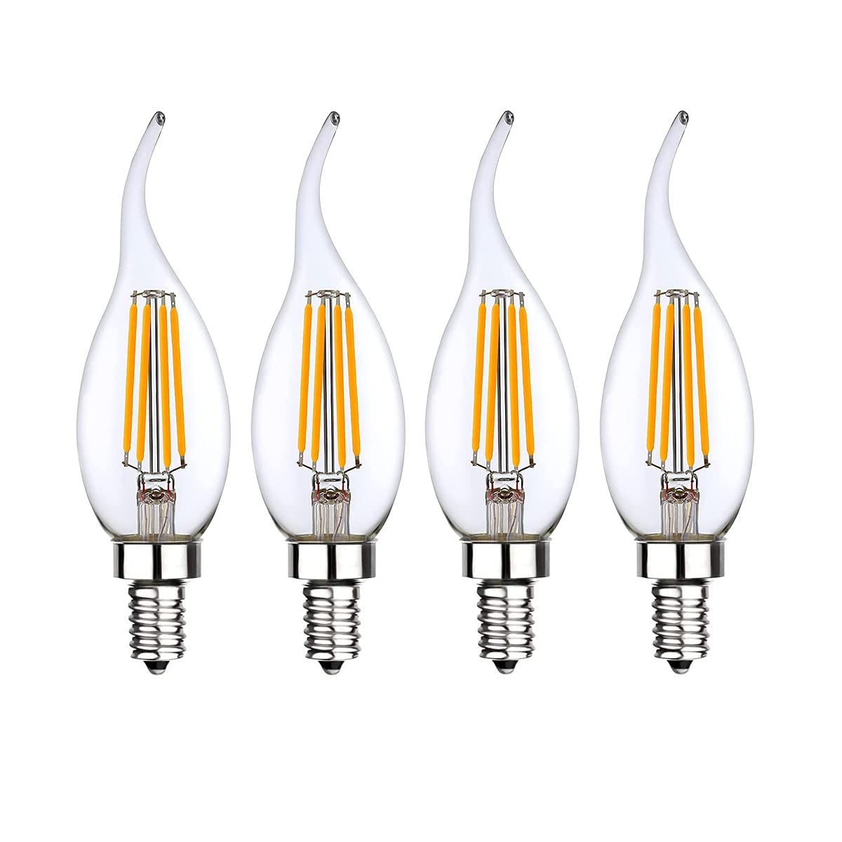 SHUWDKAR Low Voltage 12V 24V Candelabra E12 Base LED Light Bulb Flame Tip 40Watt Equivalent Warm White 2700k for 12volt Landscap