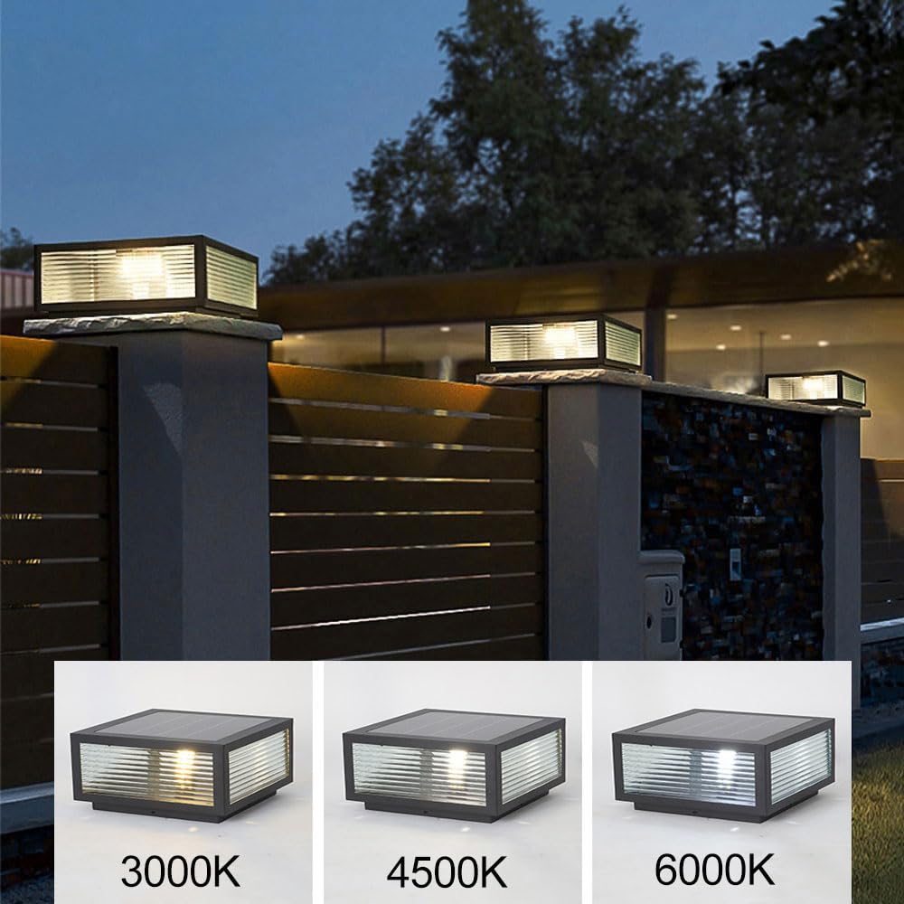 Dahgeo Solar Outdoor Post Light - Modern Waterproof Aluminum Column Light For Patio & Garden