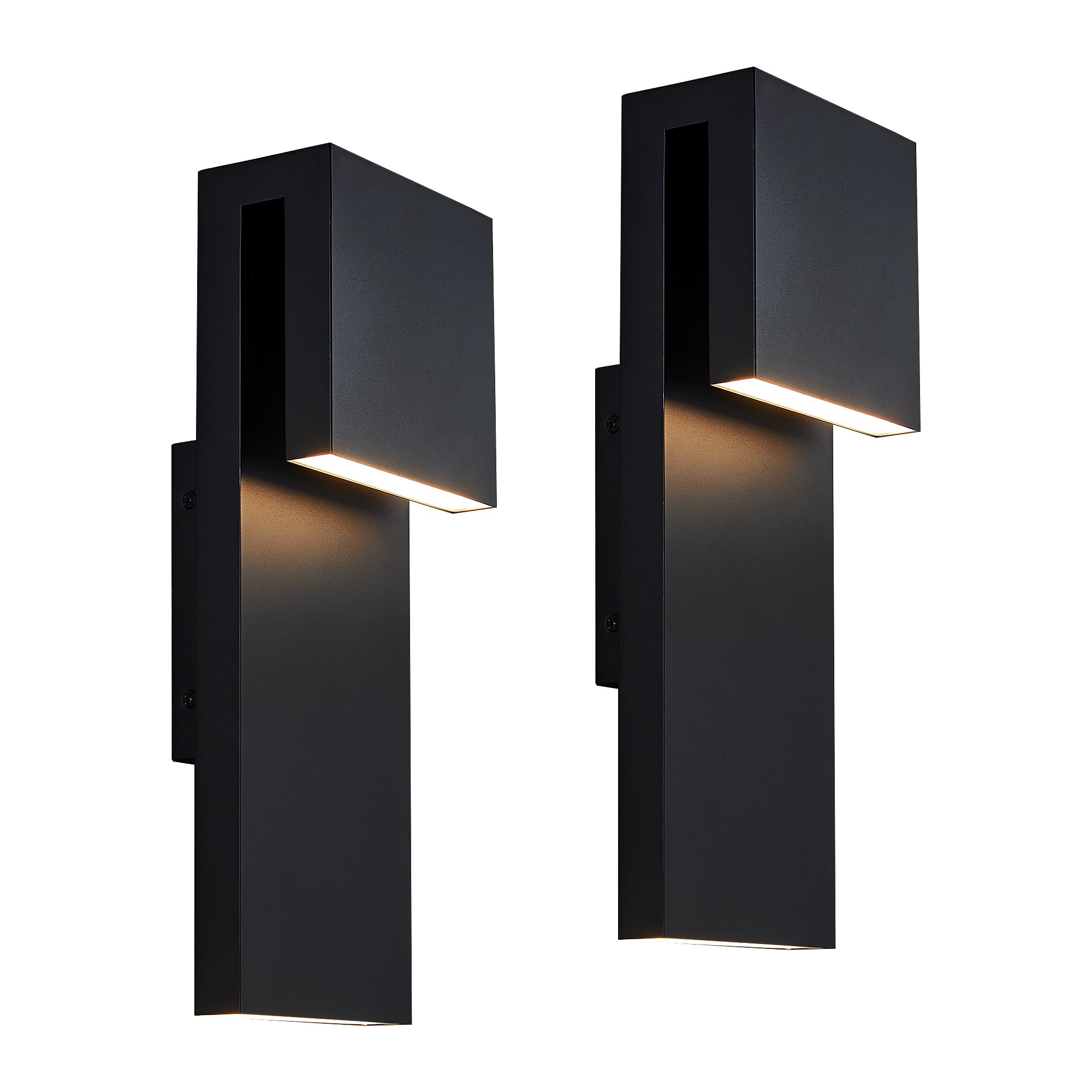 Tarentlight Modern Porch Lights with 2 Pack,Outdoor Indoor Integrated LED Wall Lights,2-Light Total 17W,3000K, Textured Black Fi