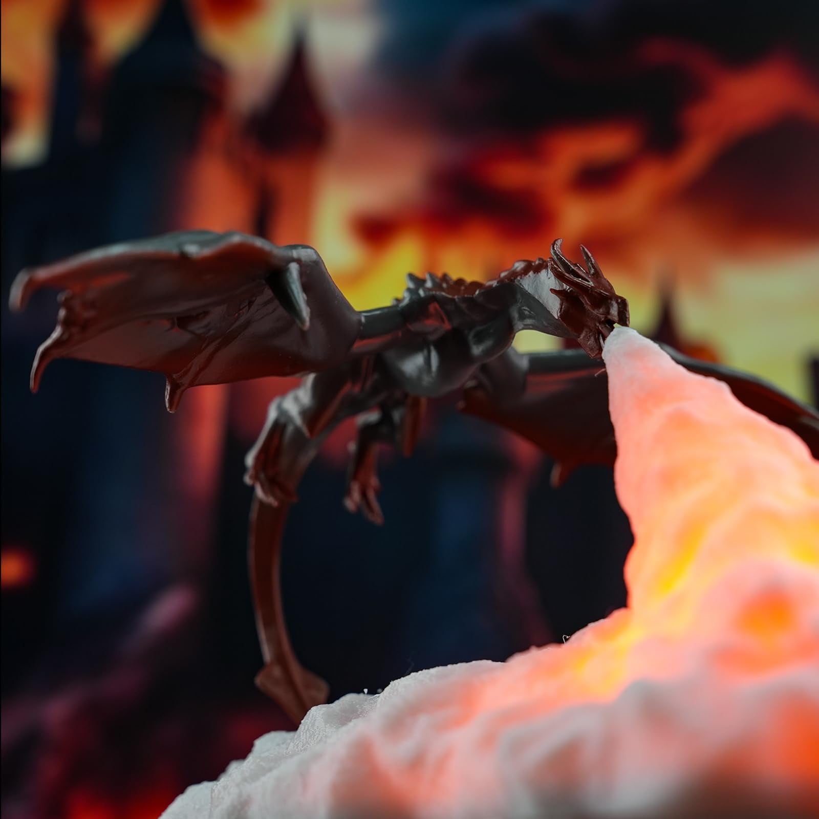 HGomx 3D Printed Fire Dragon LED Night Light, USB Rechargeable Lamp for Kids Room