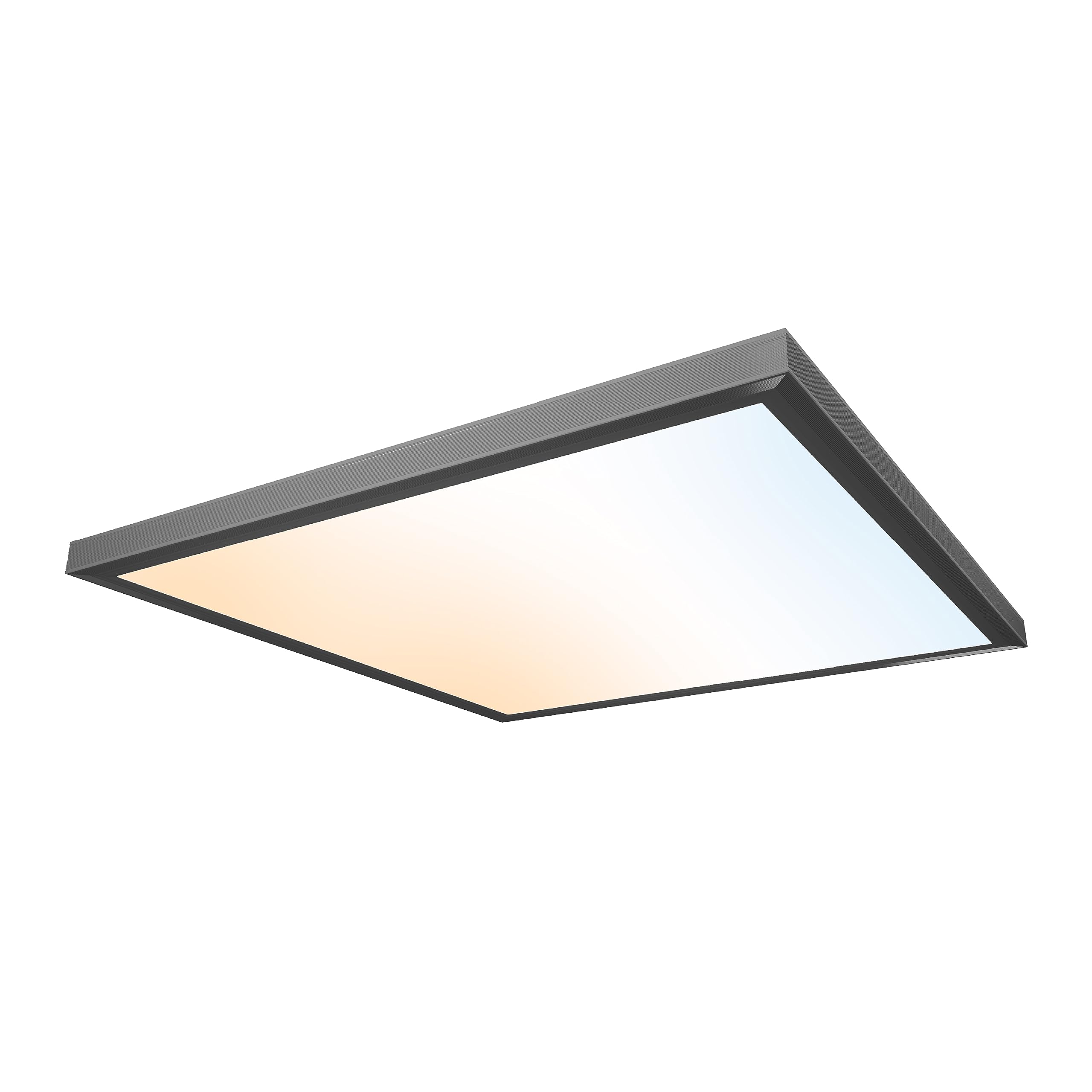 Ultralux 2X2 Ft Slim Surface Mount Ceiling Light Panel - Dimmable, 3Cct, Matte Black