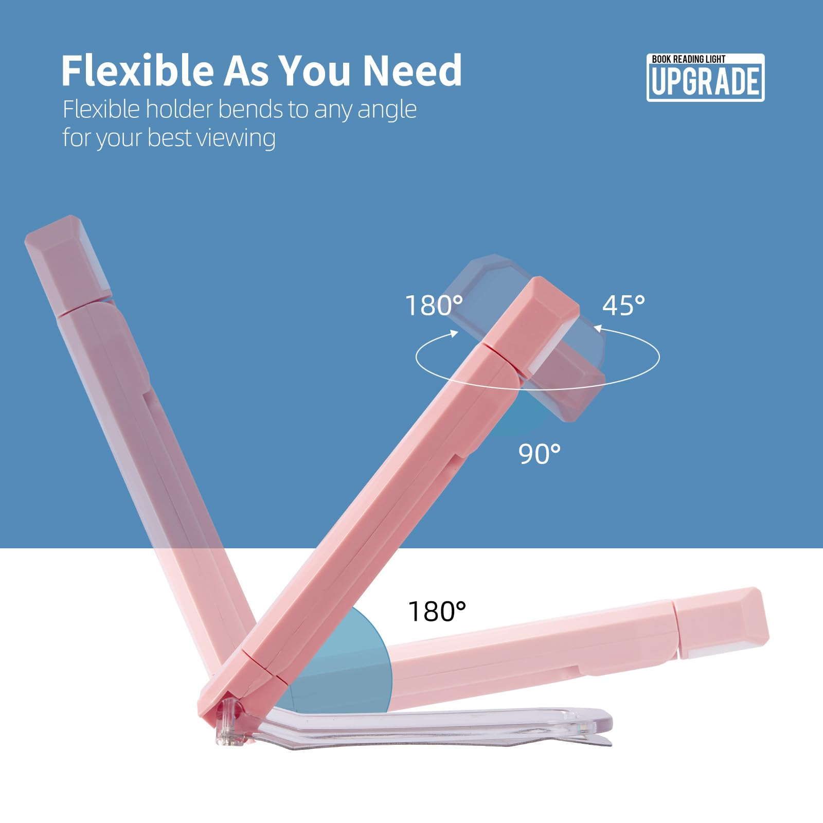 Egwaser Usb Rechargeable Book Light, Clip-On Led, 3 Amber Colors, 3 Brightness Levels, Eye-Caring, 500Mah Pink, Model Eg-Bl-24