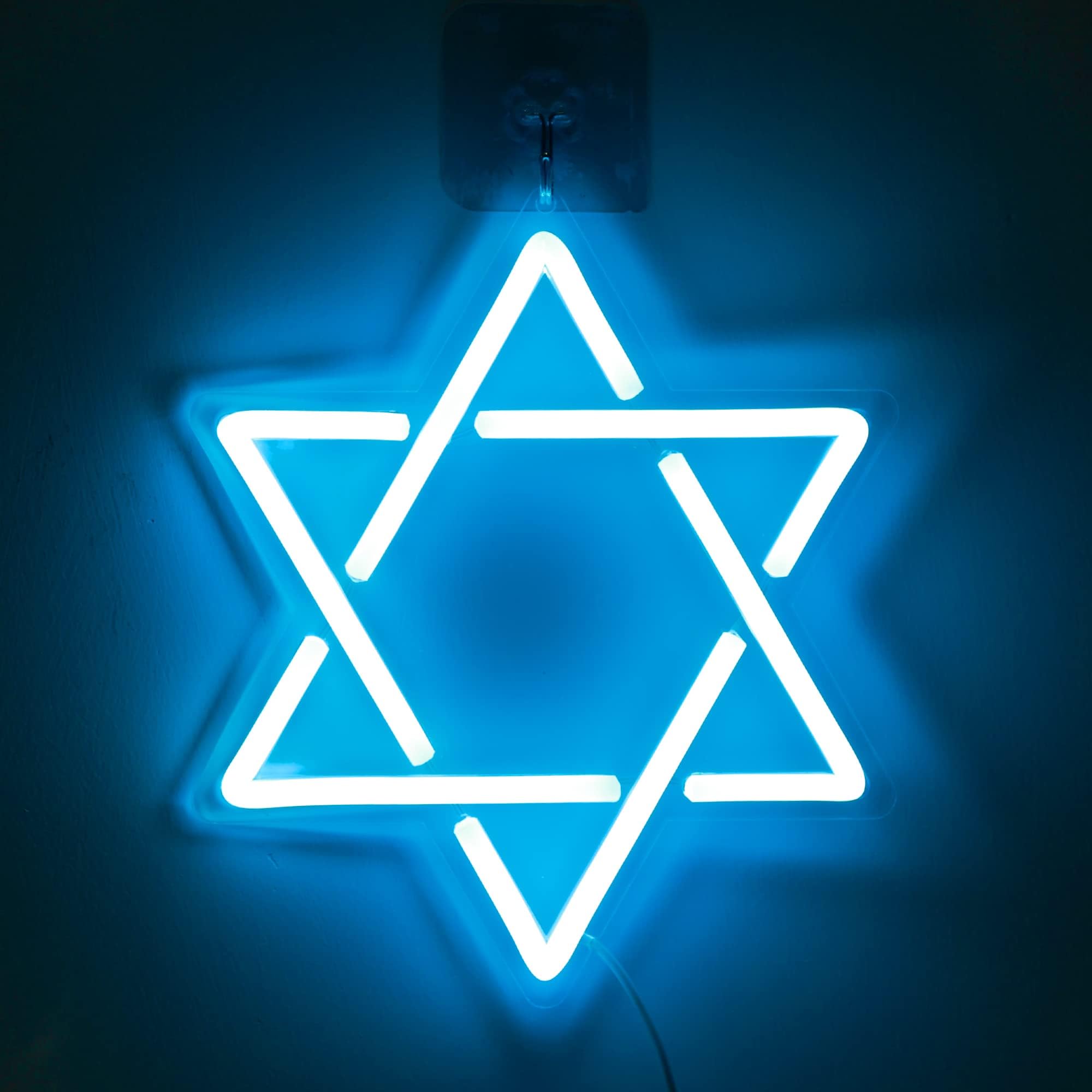Attivolife Star Of David Neon Sign - Led Wall Decor For Hanukkah & Jewish Celebrations