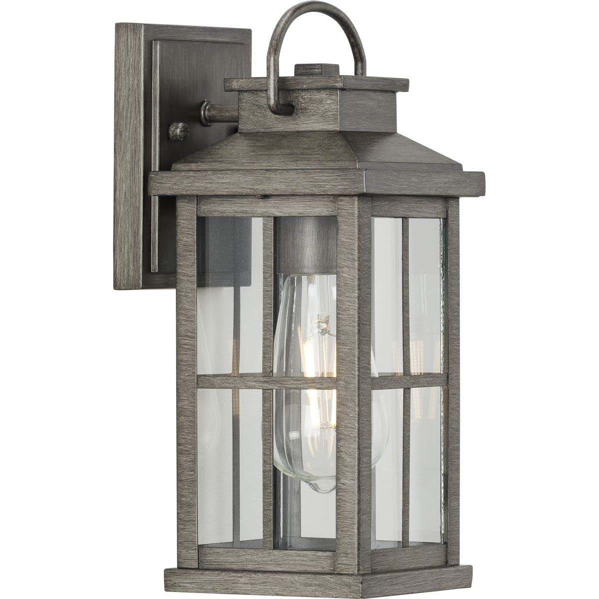 Progress Lighting 1-Light Outdoor Wall Lantern, Antique Pewter, Clear Glass, 12inx5inx6in, Model P560264-103, Gray