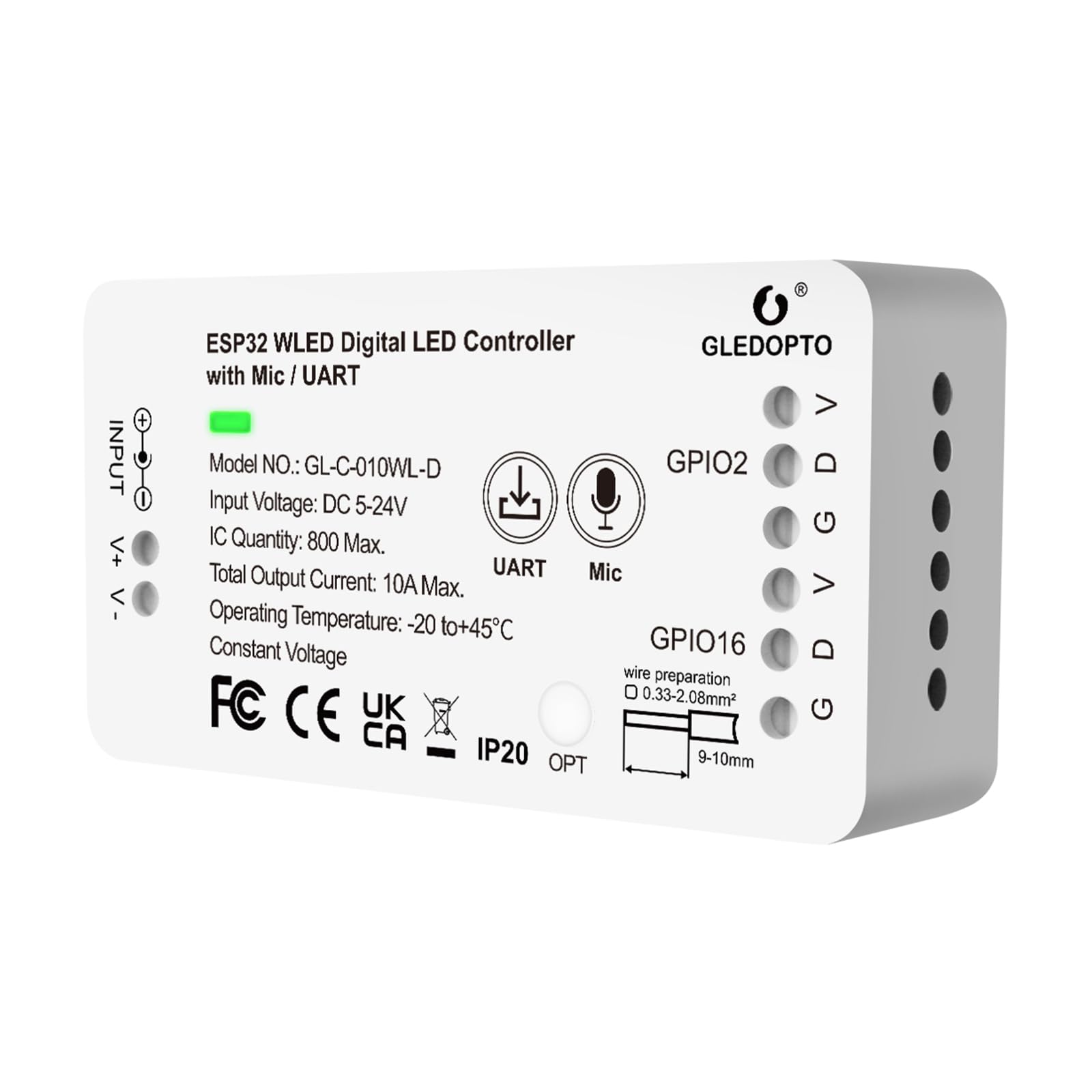Gledopto Esp32 Wled Led Controller With Mic Microphone Uart Download Diy Music Sound Dynamic Lighting Modes For Ws2811 Ws2812 Sk6812 Ws2813 Ws2815 Addressable Fcob Led Strip Lights