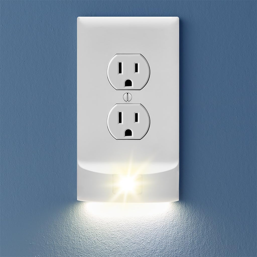 SnapPower 1 Pack StormLight Power Failure Night Light Outlet Cover - Dusk-to-Dawn Sensor LED Light - Up to 6 Hour Battery Backup