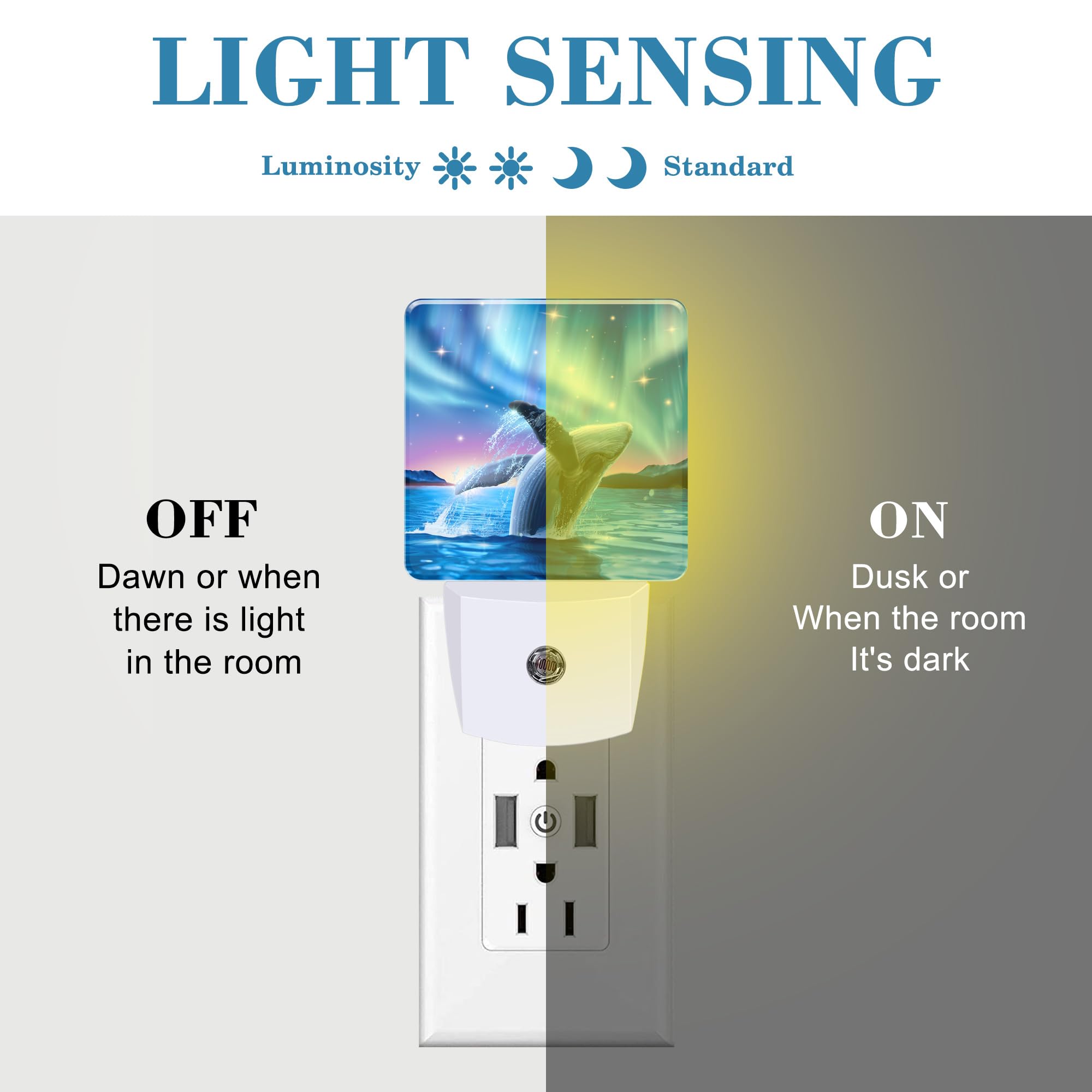 Uiaoiais Humpback Whale Breaching Water Night Light For Kids, Led Night Light Plug Into Wall With Dusk To Dawn Sensor For Girls