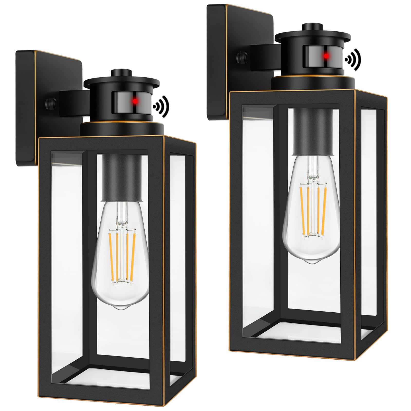 2-Pack Motion Sensor Outdoor Wall Lights, Waterproof Dusk to Dawn Exterior Wall Light Fixtures, Oil Rubbed Bronze Outside Porch 