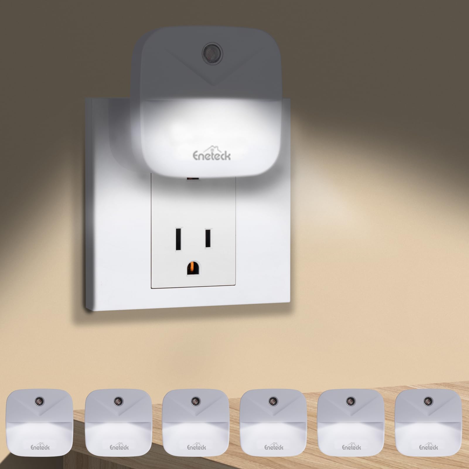 Eneteck Night Light, LED Night Lights Plug into Wall, Dusk to Dawn Sensing Nightlights, No Glaring Compact Size, Night Light for