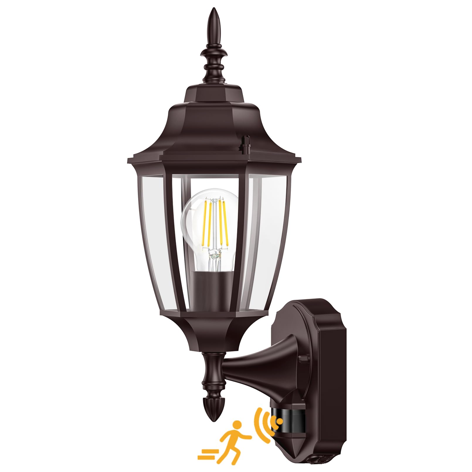Lamomo Outdoor Wall Sconce, Dusk to Dawn Motion Sensor Bronze Outdoor Light Fixture Wall Mounted, Exterior Aluminum Waterproof P