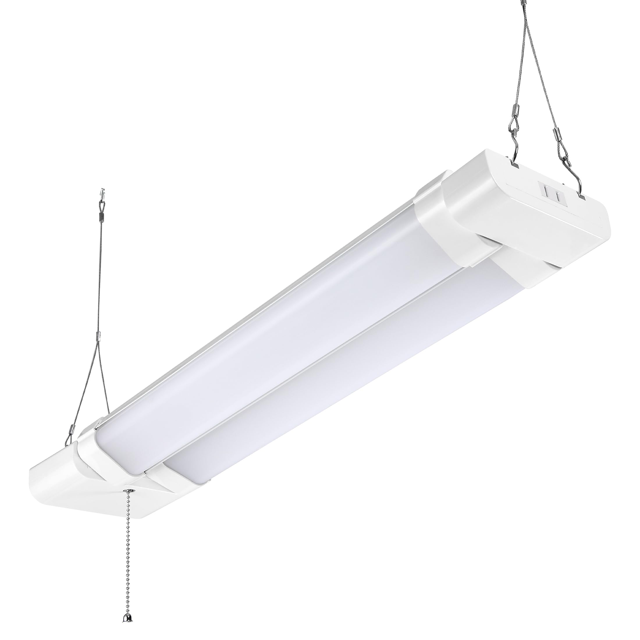Maxxima 2 ft. LED Shop Light Fixture, 5000 Lumens, 50W, Linkable, Frosted Lens, White, Model MSL-205000F, Ideal for Garage