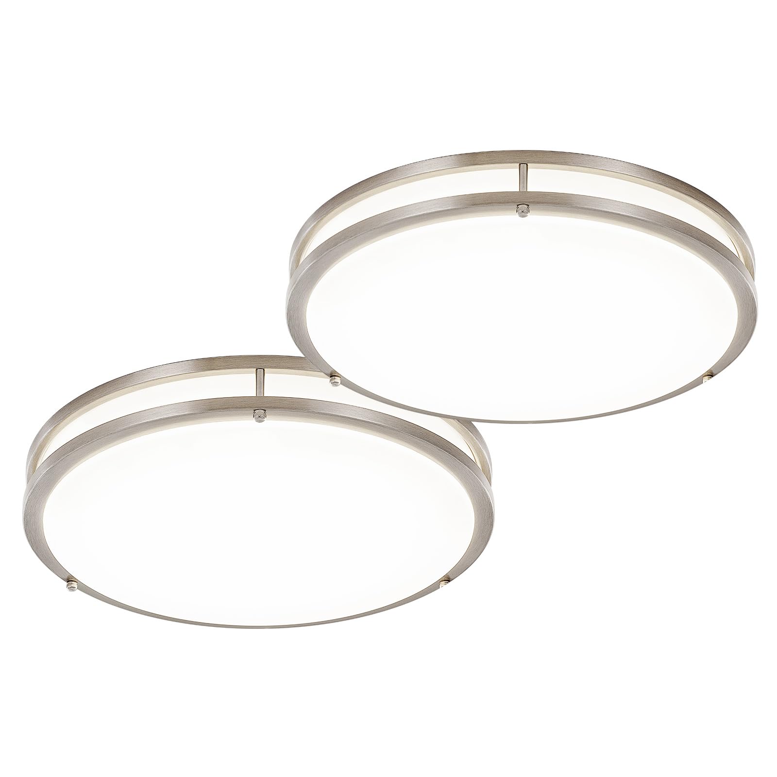 Dllt 2Pack Flush Mount Led Ceiling Light: 16 Inch 5Cct (3000K-6000K) & Dimmable Ceiling Light Fixtures For Bedroom Hallway - 36W Modern Brushed Nickel Super Bright Kitchen Lighting Fixtures Ceiling