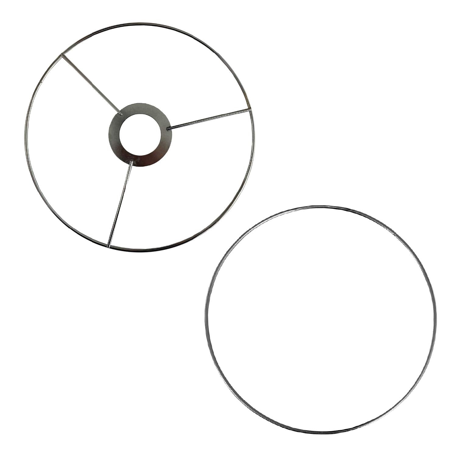 I Like That Lamp Wire Lamp Shade Rings with European Fitter (12Diameter), Includes 2 Galvanized Steel Silver Drum Rings, Make DI