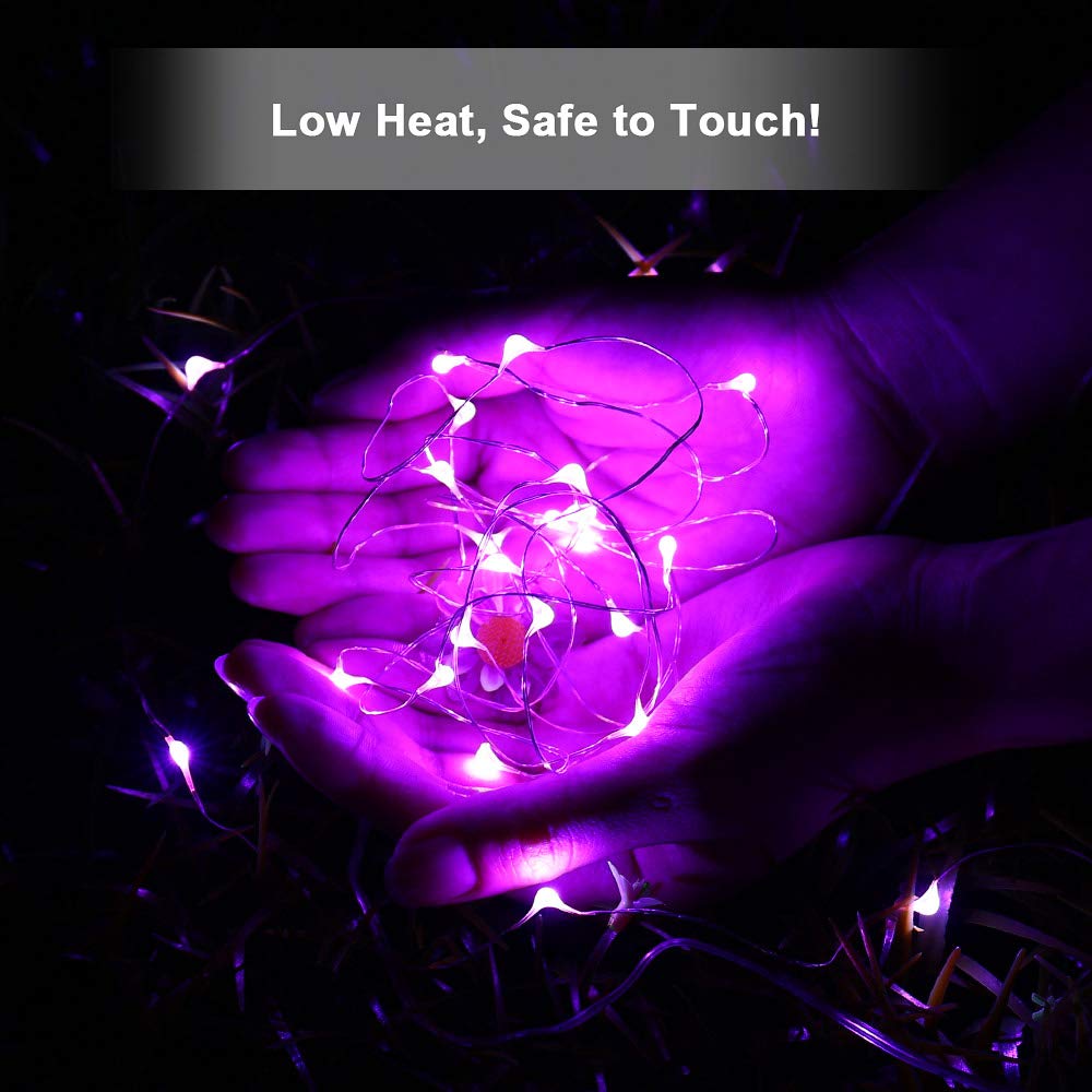 Brizlabs Purple Halloween Lights, 19.47Ft 60 Led Purple Fairy Lights, 2 Modes Battery Halloween String Light, Indoor Silver Wire Halloween Twinkle Lights For Halloween Themed Party Carnival Decoration