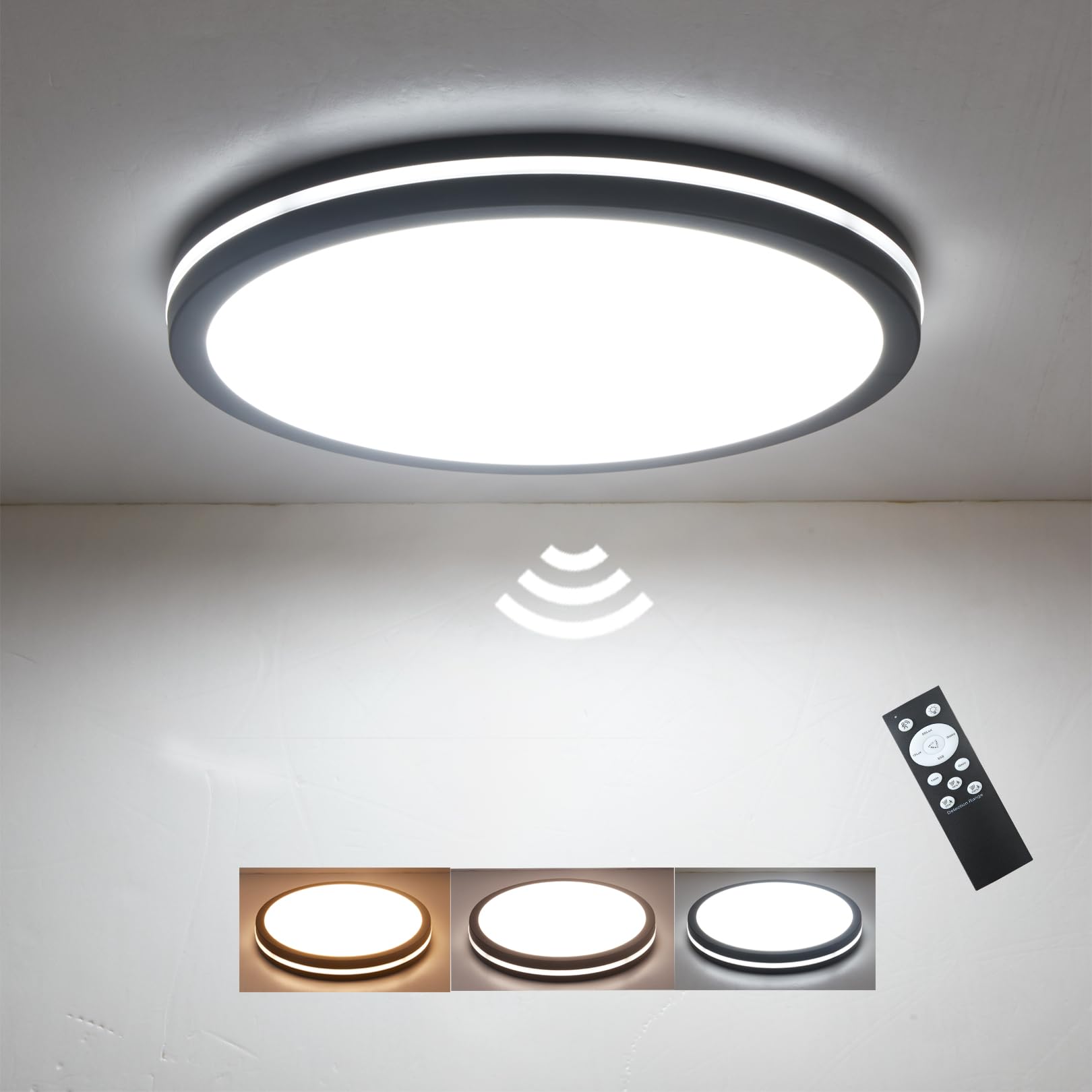 Zsyubo Motion Sensor Ceiling Light Wired,11 Inch Flush Mount Ceiling Light Fixture, Motion Sensor Light Indoor For Stair Closet 