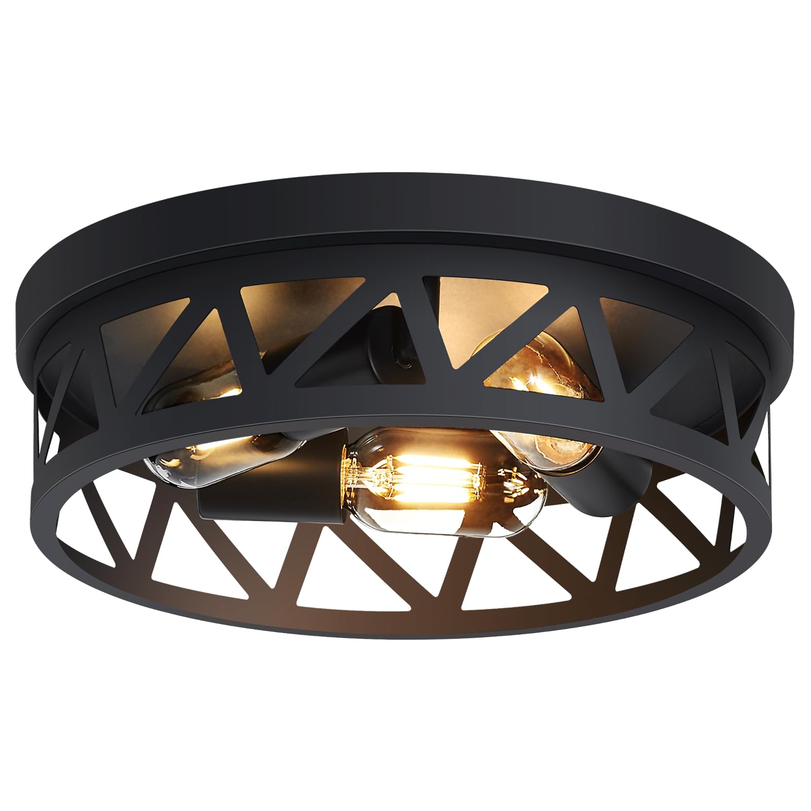 Dpxekq 13 Inch Black Flush Mount Ceiling Light Fixture,3-Light Light Fixtures Ceiling Mount For Hallway Hall,Kitchen Light Fixtures,Farmhouse Light Fixtures Ceiling (1 Pack)
