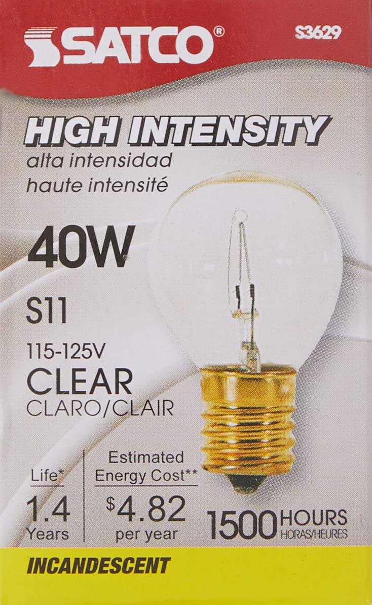 Satco S3629 Intermediate Base 40-Watt S11 Light Bulb, Clear, 1 Count (Pack of 2)