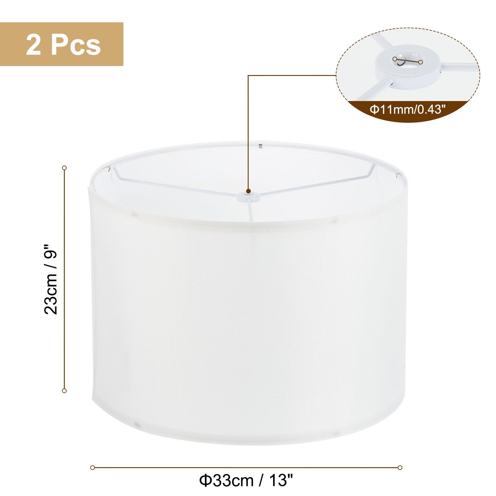 Patikil Drum Lamp Shades Set Of 2, 13"X13"X9" Linen Round Lamp Shade For Table Lamps Easy Assembly Lampshade For Table Lamps Floor Lamps Bedside, White