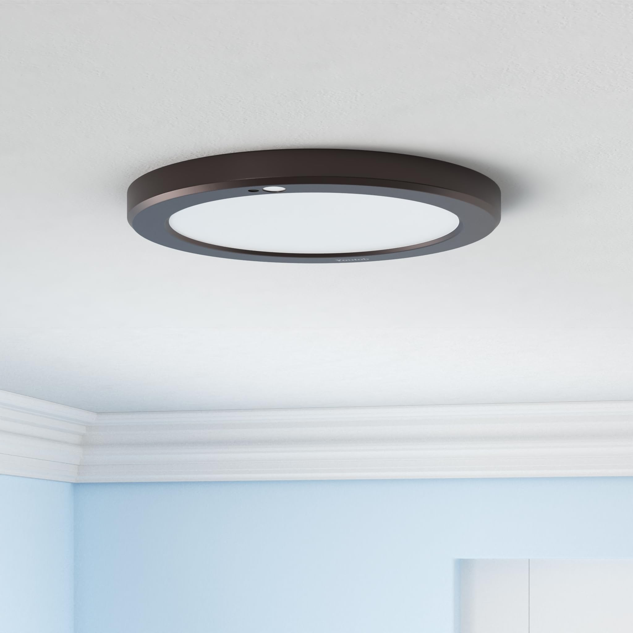 Youtob Motion Sensor Light Led Ceiling Light With 30S/180S Timeout Adjustable 3 Colors,15W 1500Lm Round Lighting Fixture For Por