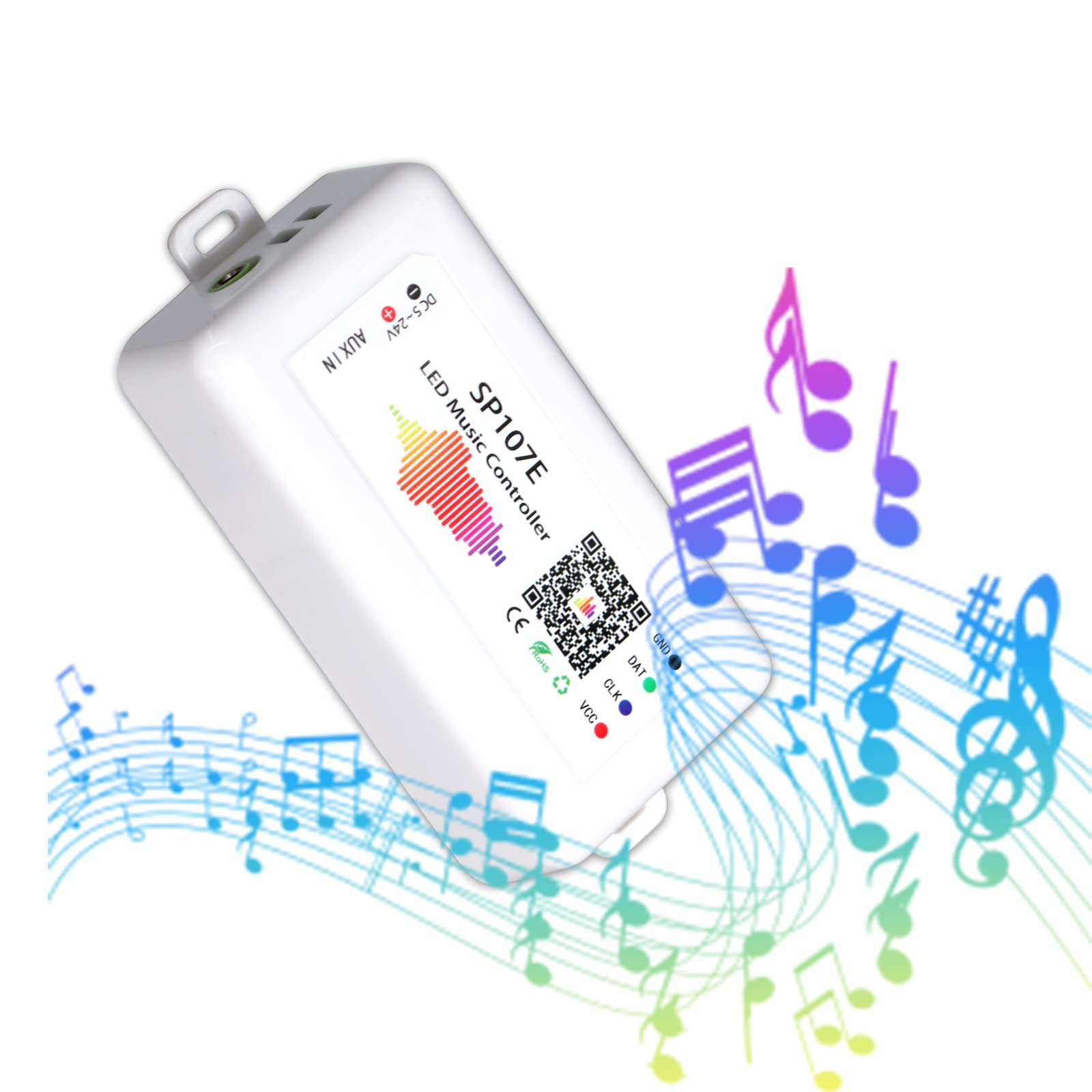 RECRE-TECH Ws2812b LED Controller, Bluetooth Control, 5-24V, SP107E, White, Metal