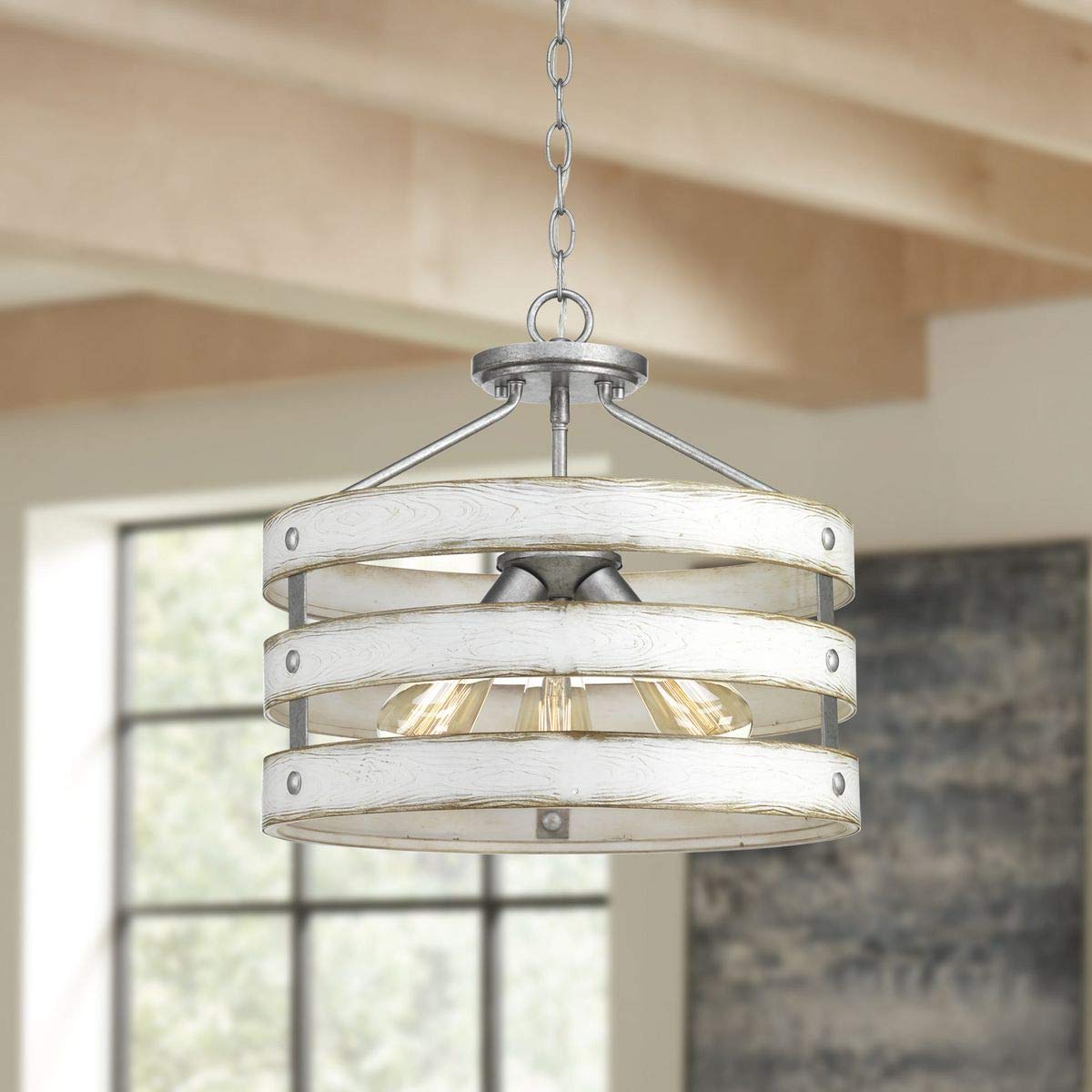 Progress Lighting P350049-141 Gulliver Semi-Flush/Convertible, Galvanized Finish , Gray