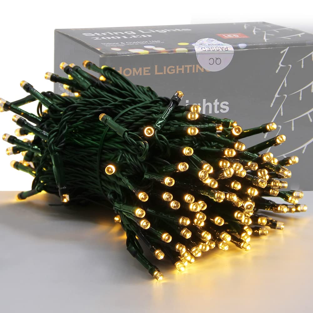 HOME LIGHTING 66ft LED String Lights, 200 Warm White Fairy Lights, Waterproof, 8 Modes, Model HB-200COI
