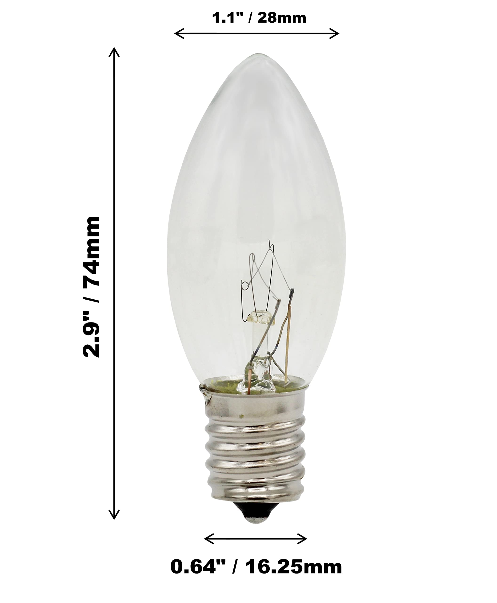 Creative Hobbies 25 Pack C9 Clear Incandescent Blinking Replacement Bulbs For Christmas Lights, E17 C9 Intermediate Base, 7 Watt