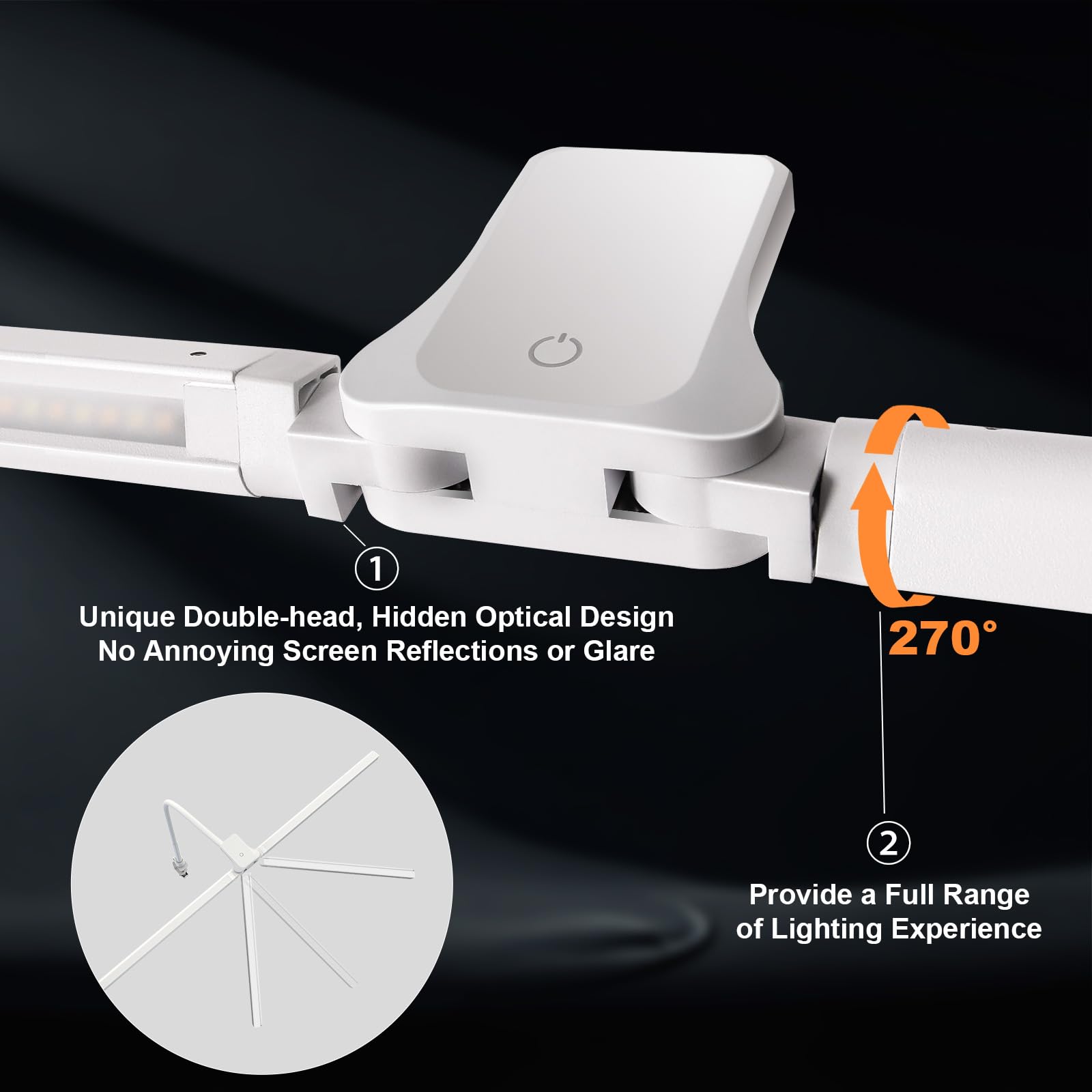 EYOCEAN LED Desk Lamp with Clamp, 31.5in, 24W, Dimmable, Remote Control, White, Model CLED-6601C