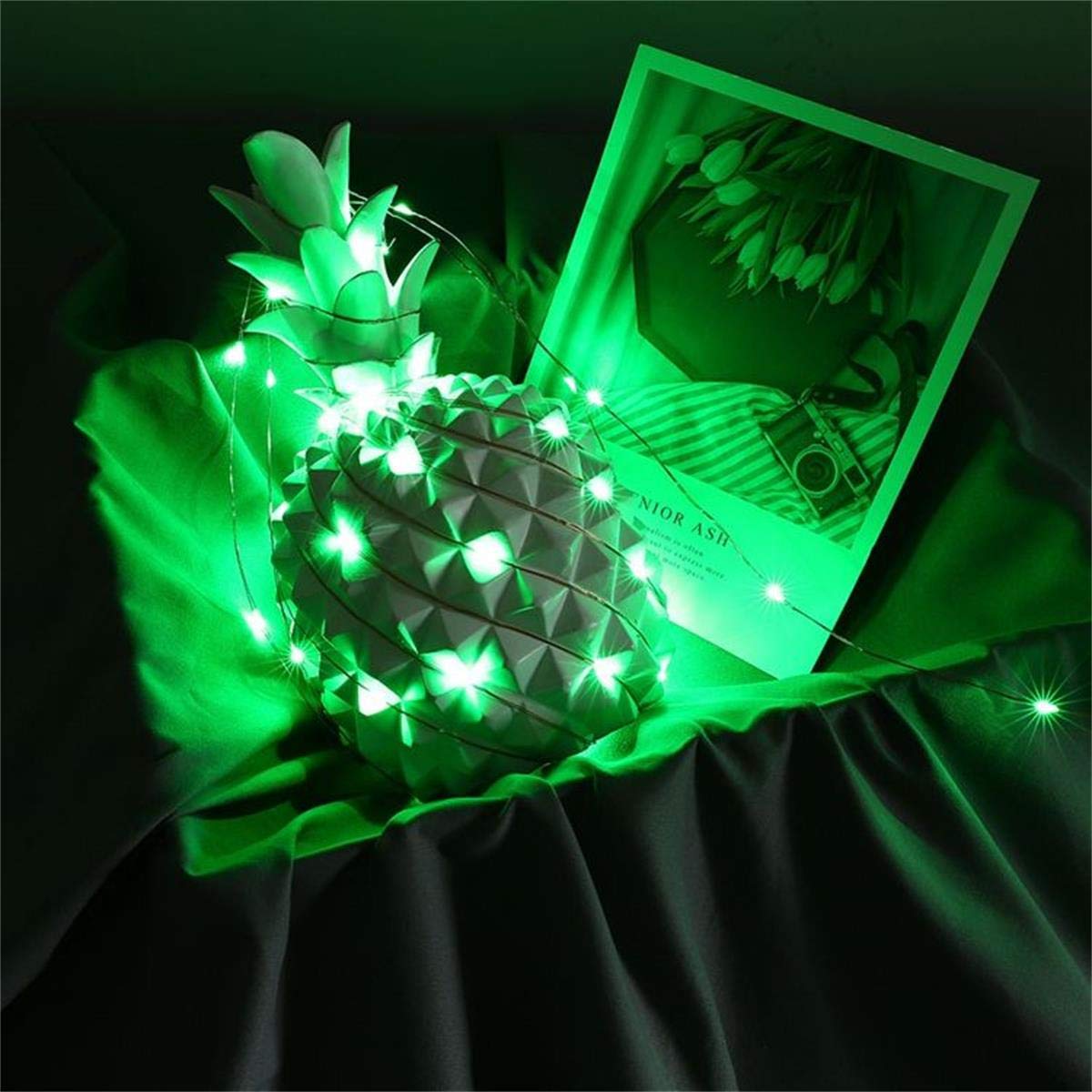 Yalilong With Timer Function Battery Operated Dewdrop Led Lights,Mini Fairy Lights For Home Parties Christmas/Halloween Holiday Decoration,6 Hours On/18 Hours Off,30 Leds,10 Feet (Green, 1)