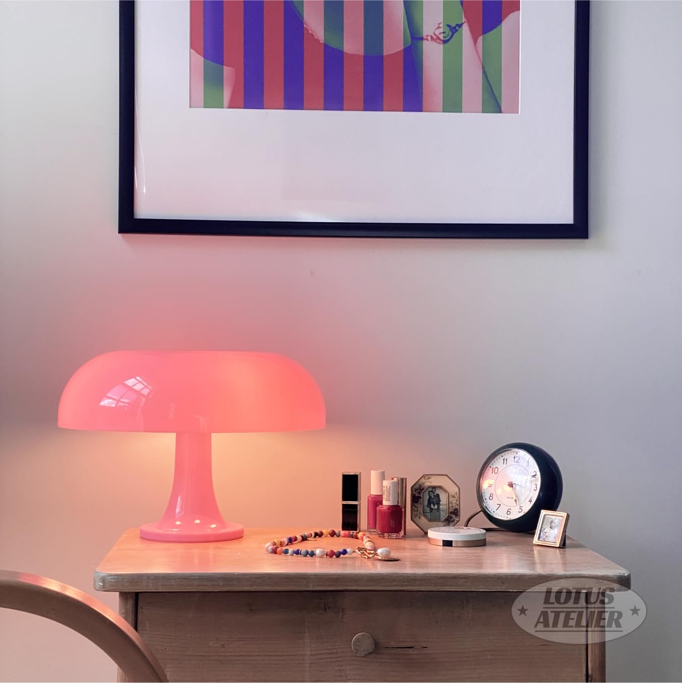 Lotus Atelier Pink Mushroom Lamp, Modern Retro Design, Plastic Material, Model 1, Perfect for Girls Bedroom Decor