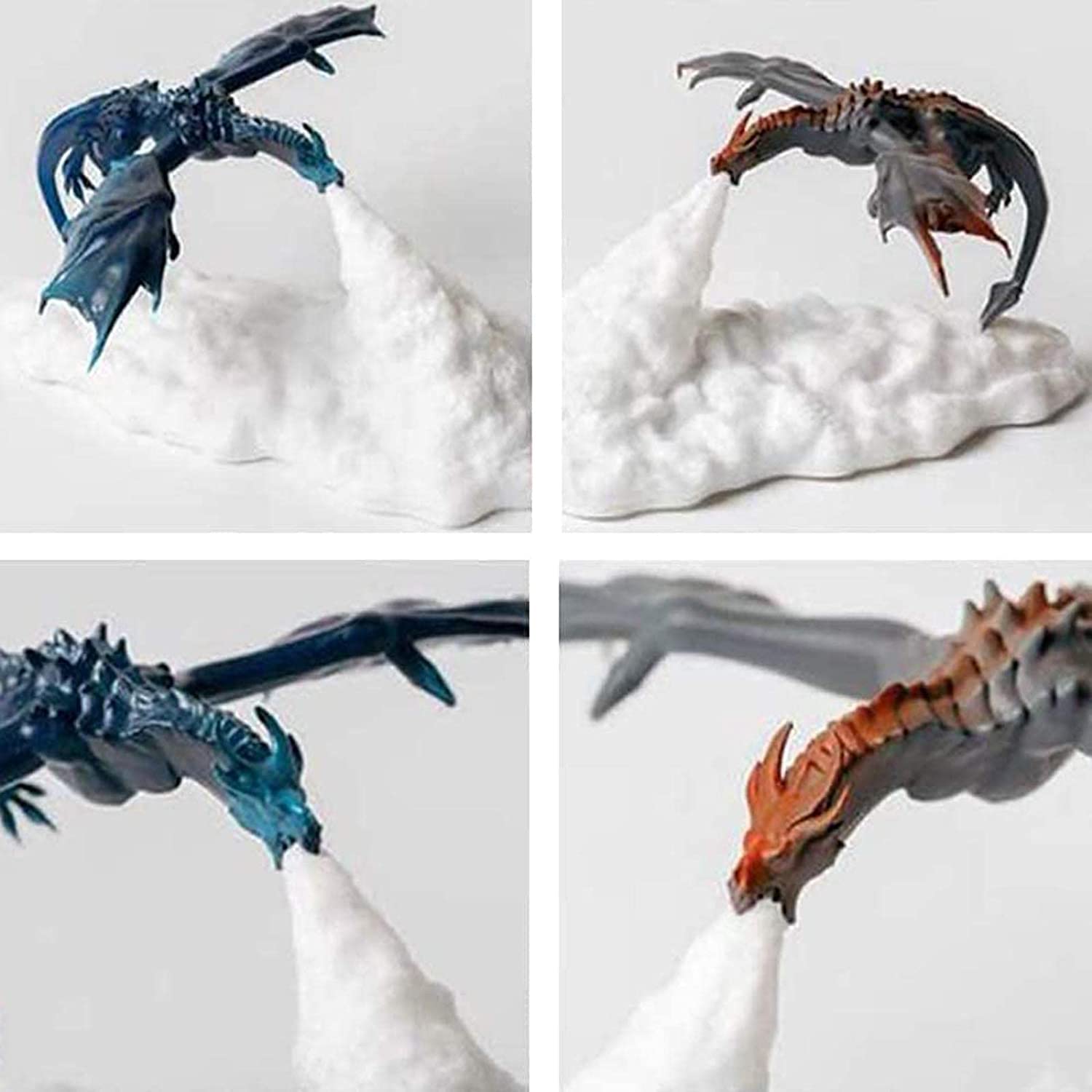 Hgomx Fire Dragon Lamp Light, 3D Printed Night Light Led Moon Light Gift Bedroom Room With Usb Rechargeable (2Pcs,Ice Dragon+Ora