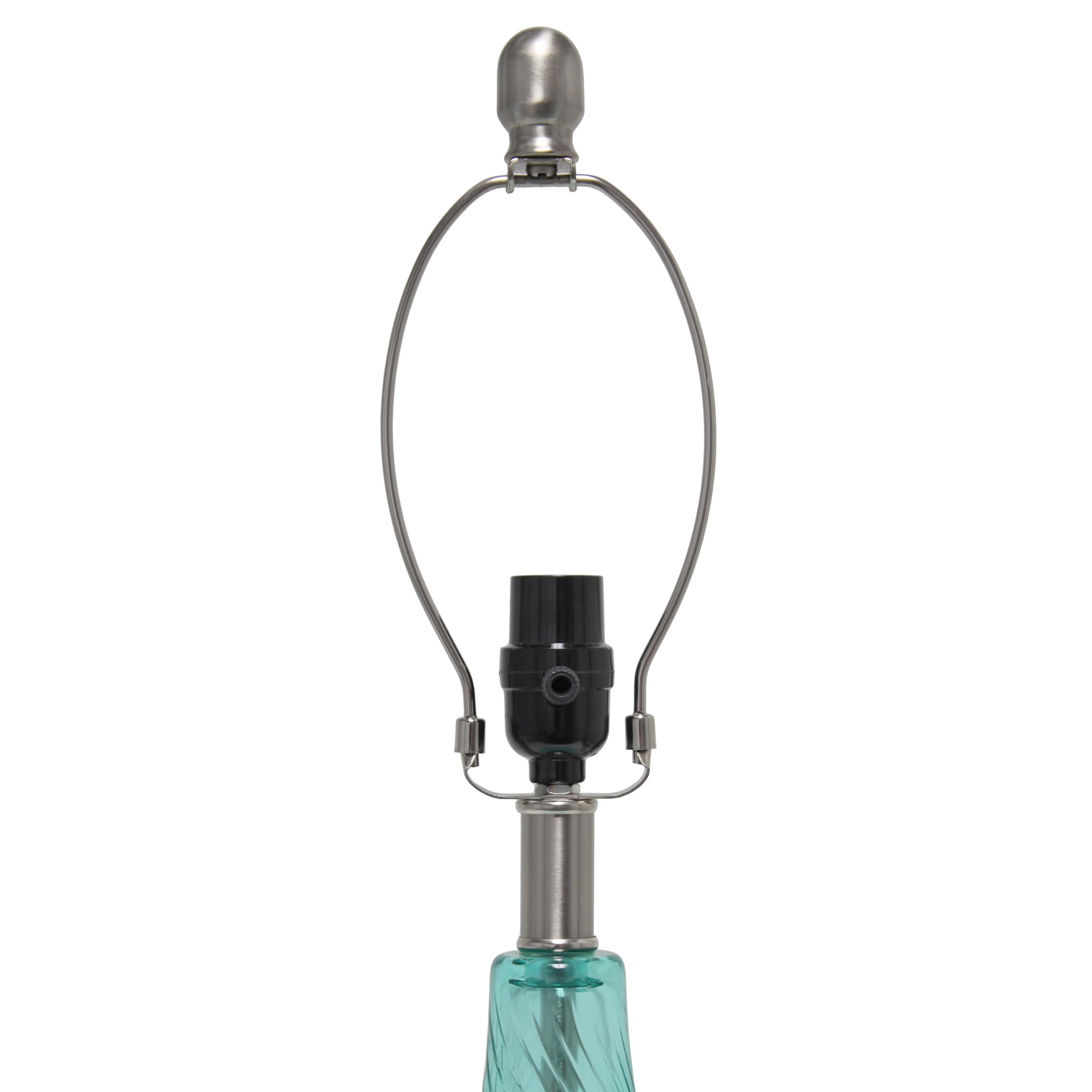 Elegant Designs Lt3214-Blu Glass Table Lamp With Fabric Shade, Light Blue