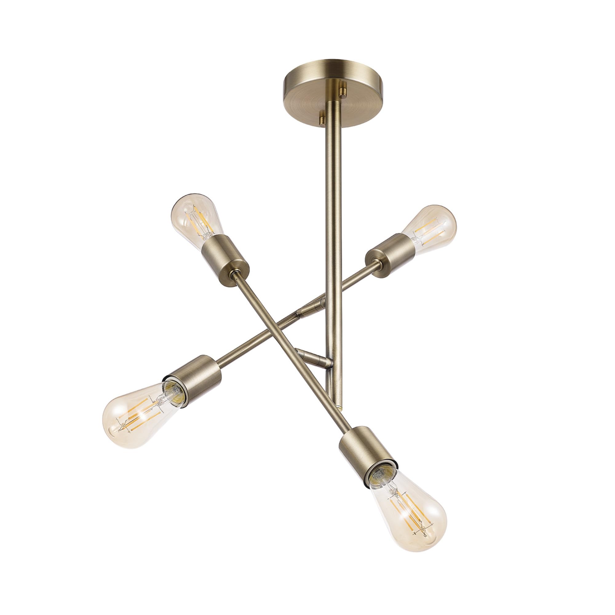 Globe Electric 4-Light Semi-Flush Mount Ceiling Light Fixture, Matte Brass, Adjustable Arms, Model 66000073