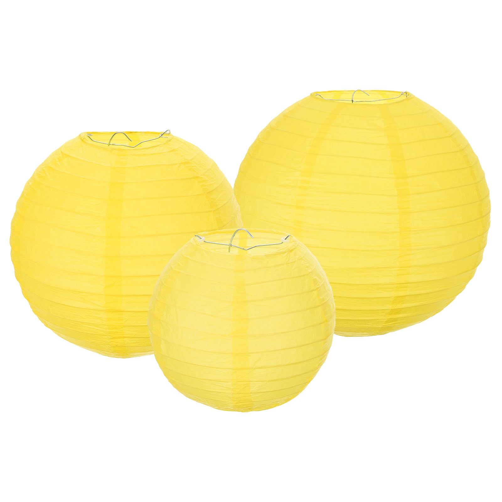 Meccanixity 6Pcs Paper Lanterns Decorative, 6'' 8'' 12'' Lemon Yellow Round Hanging Lantern Chinese Lanterns For Home Decor, Bir