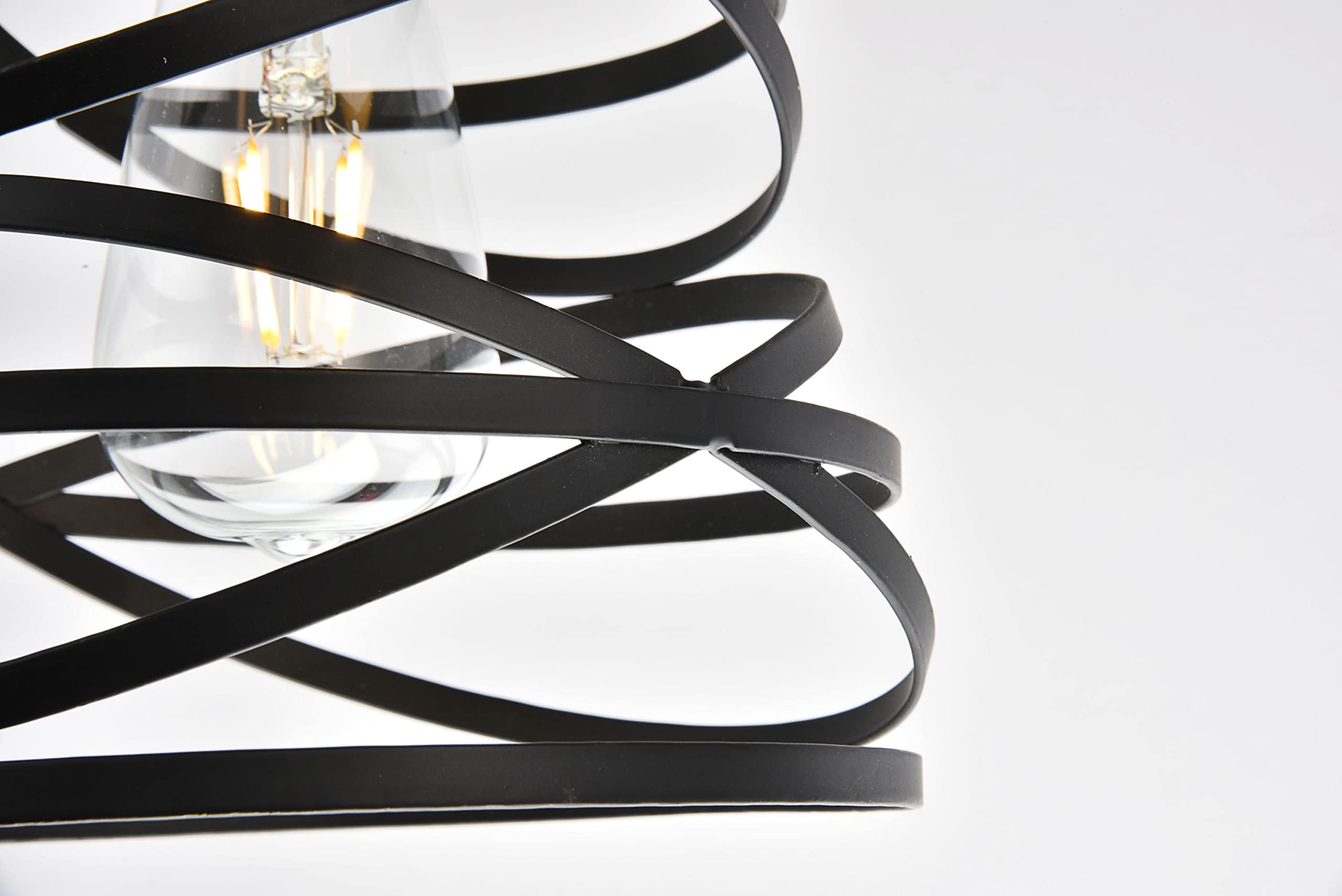 Elegant Lighting Living District Sybil Collection Pendant D7.5 H9.2 Lt:1 Matte Black Finish
