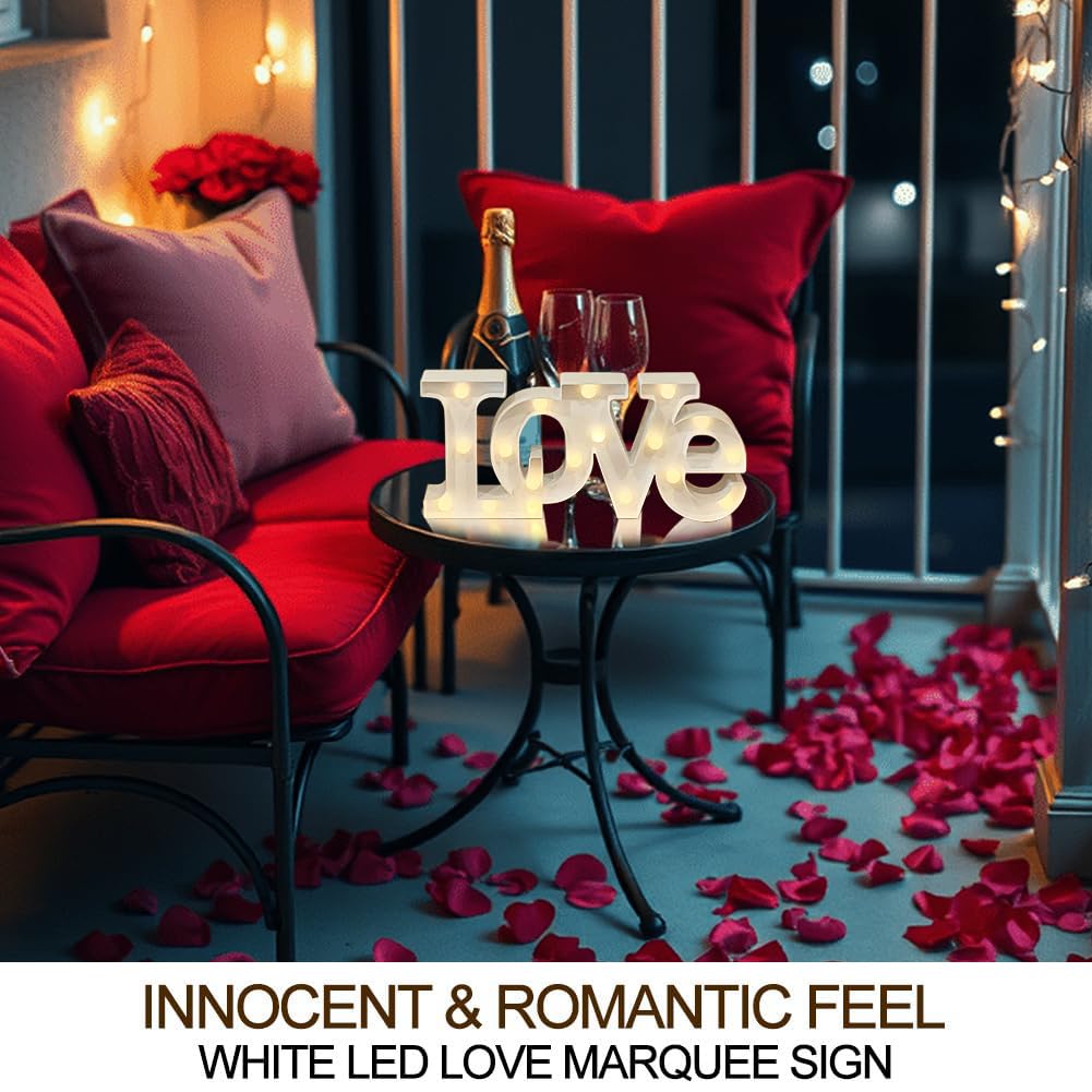 Bright Zeal LED Marquee Letters - 16" x 7" White LOVE Sign - 18 Bulbs, 6hr Timer - Perfect for Bedroom, Wedding, Valentine's Day Decor