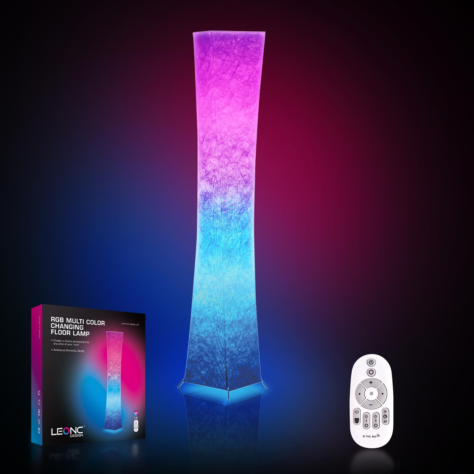 Leonc Floor Lamp With Remote, Tuya Smart 9W  2 Bulbs Included, 61'' Smart Modern Floor Lamp With Alexa, Music Sync And 16 Millio