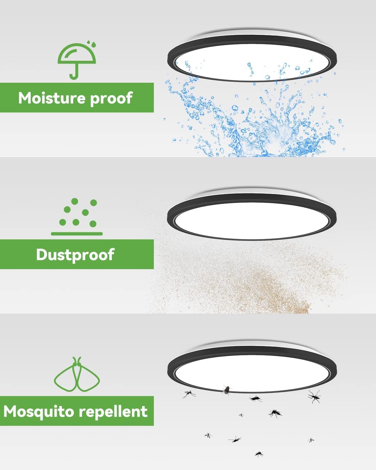 Zemty 12Pack 12 Inch Led Ceiling Light, Slim 28W 3200Lm, 3 Color Temp 3000K/4500K/6000K, Black, Model