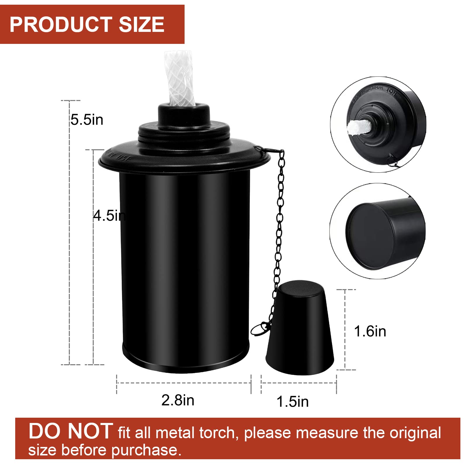 Nonley 8 Pack Torch Canisters 12 Oz - Metal Replacement Canister With Wicks For Outdoor Decor