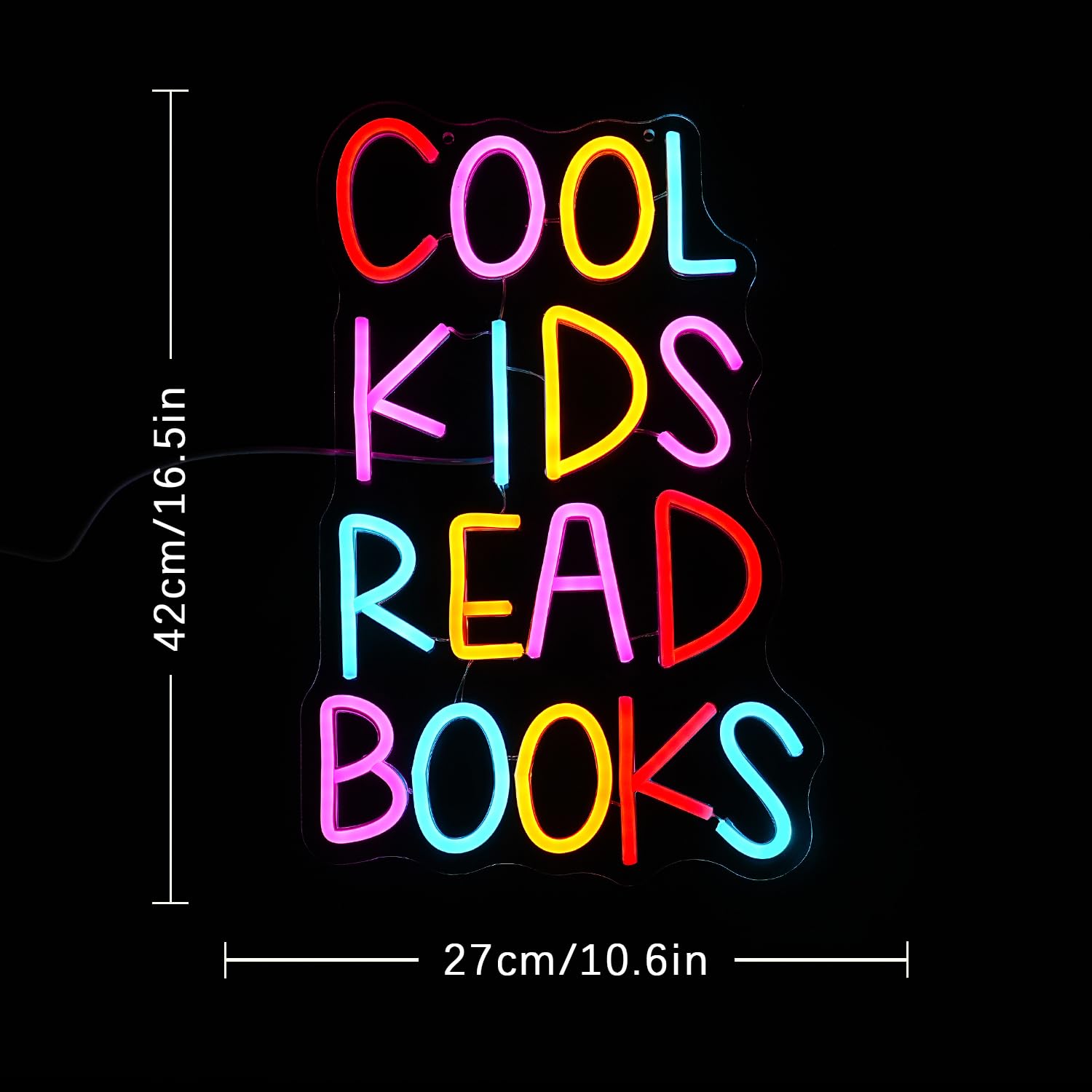 LULANMP Neon Sign for Kids Room Decor - Cool Kids Read Books LED Light - 16.5inx10.6in - Colorful - Model QM-52