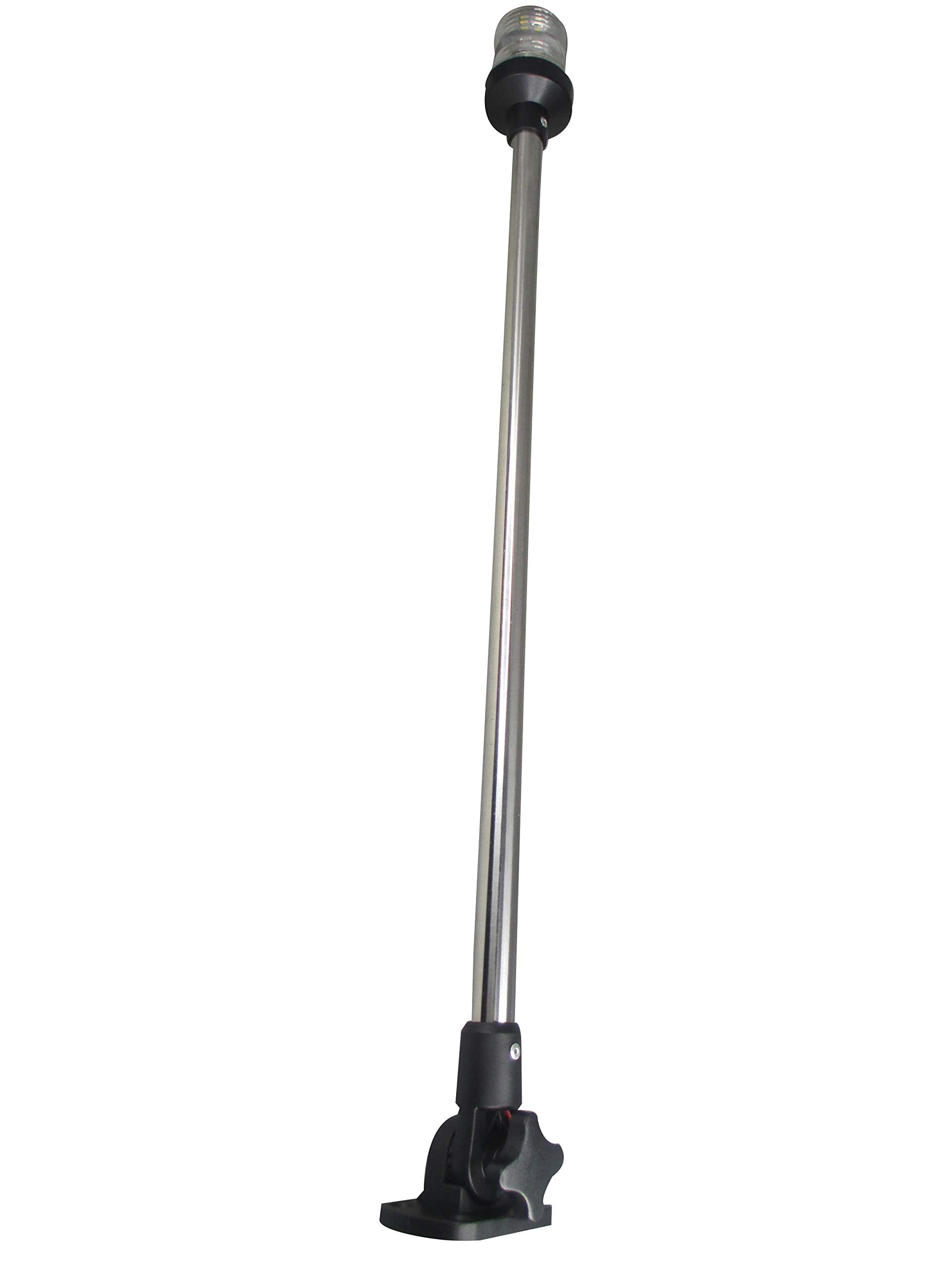 Pactrade Marine 12V Boat Navigation Anchor Light 360° White LED Fold Down Base H=25in Black Housing USCG-Certified