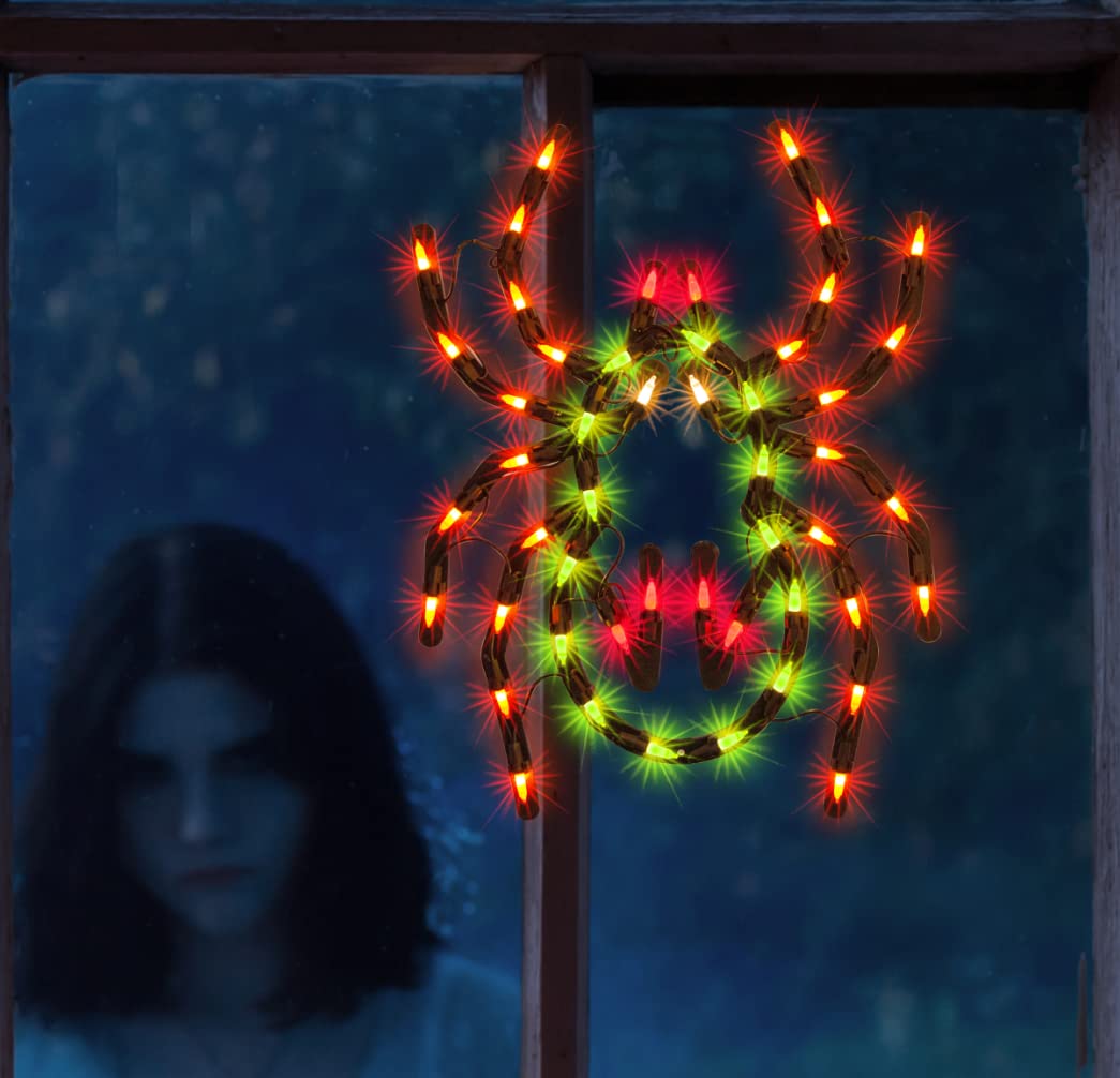 JUSTPRO Lighted Spider Halloween Window Silhouette Decoration, 12.8", Polycarbonate, Model YH-50-1/SB-F-181, Spider Light