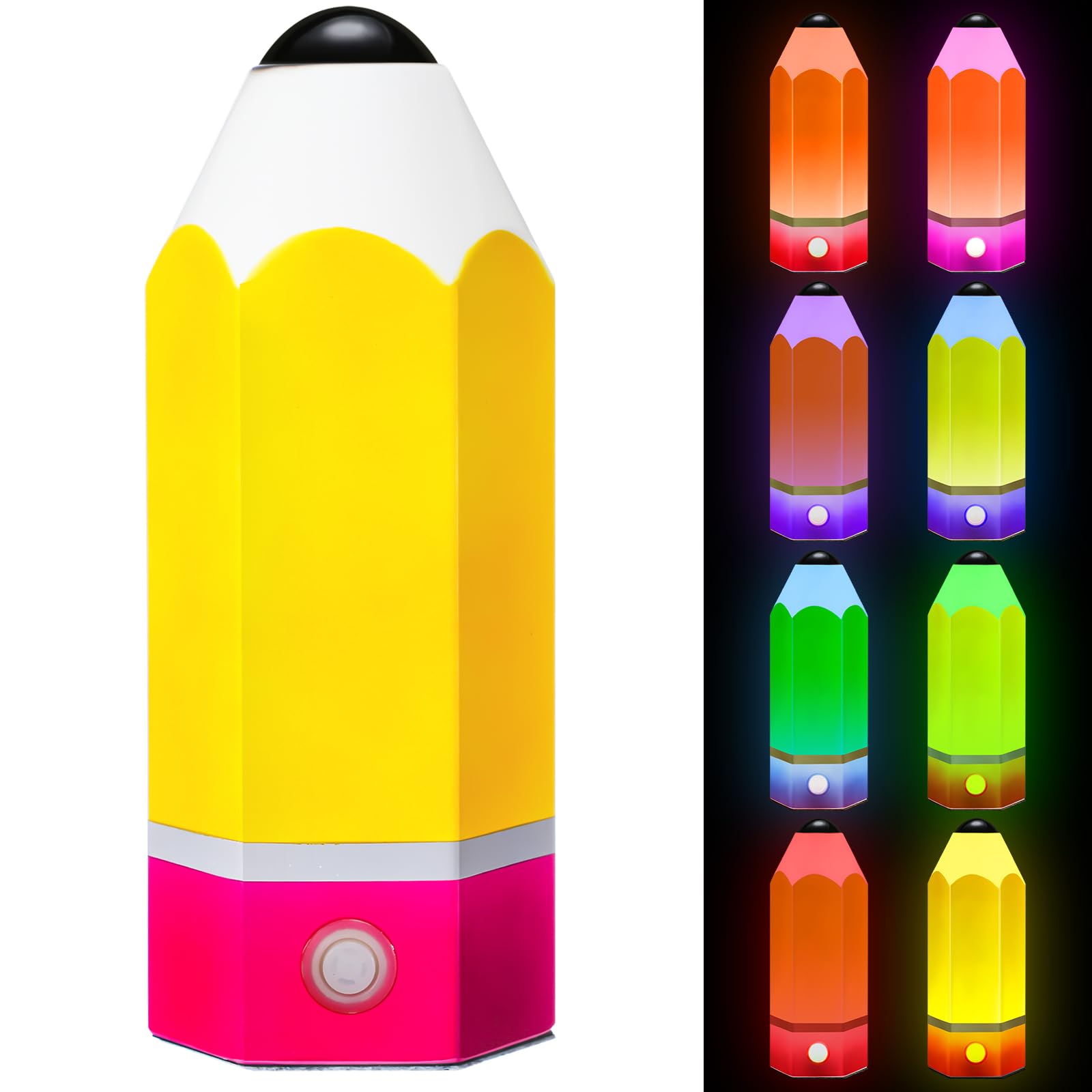 VIHOSE Classroom Pencil Lamp Glass LED Design Classroom Lamp for Teachers Appreciation Gifts 11.4 Adjustable Multicolor Night Li